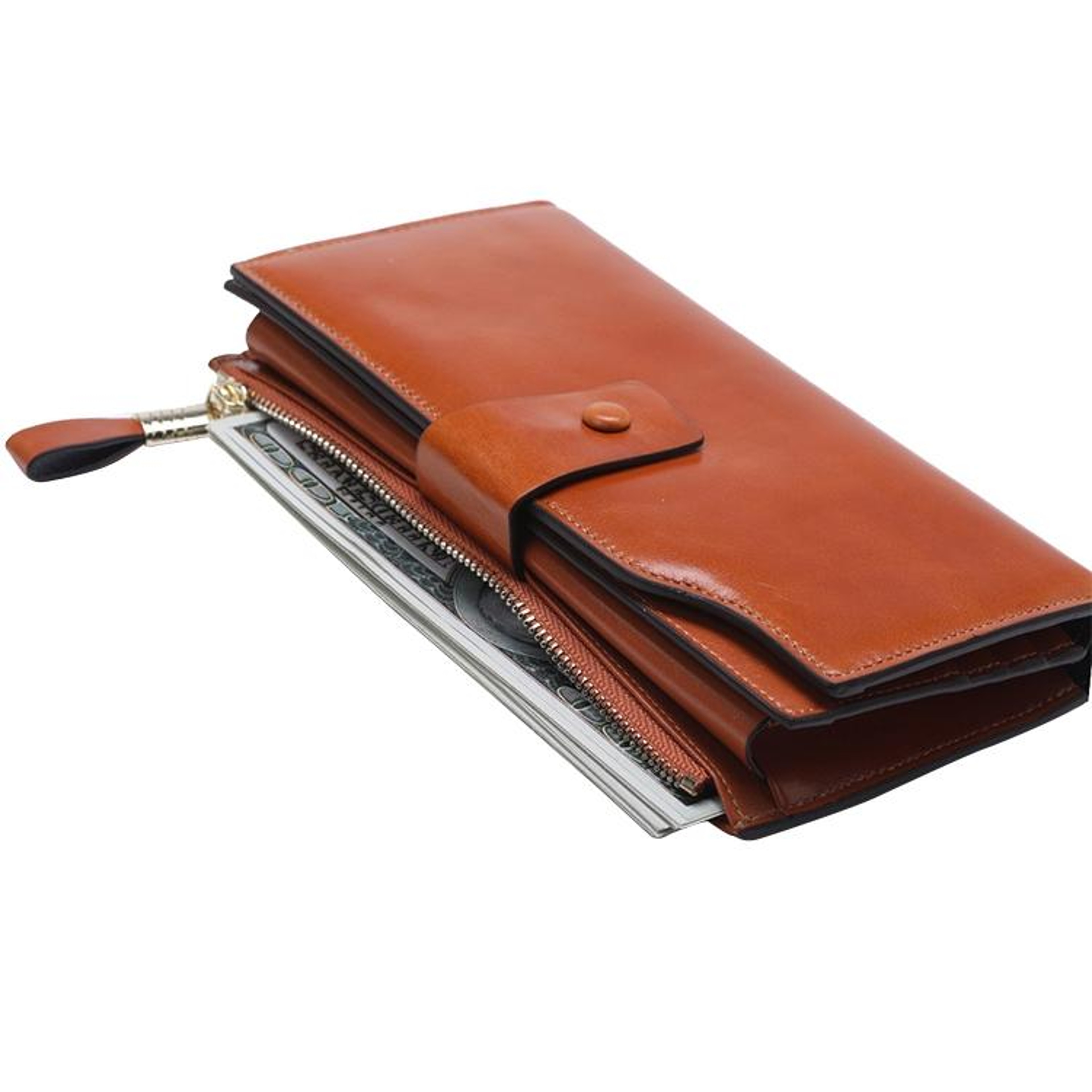 Womens RFID Leather Wallet with Large Capacity and Zipper Compartments – view 4
