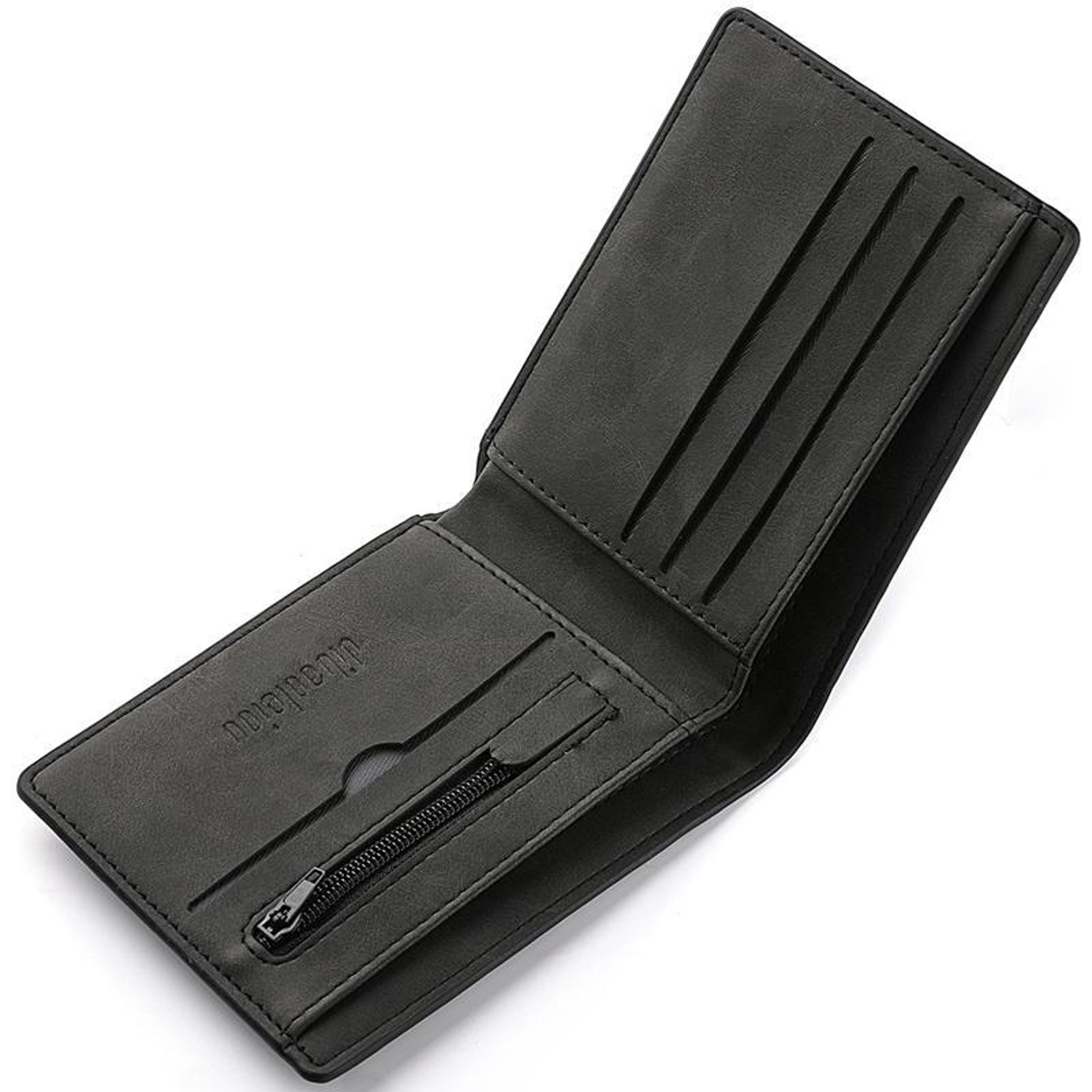 Mens PU Leather Bifold Wallet with Zipper Pocket and Card Slots – view 5