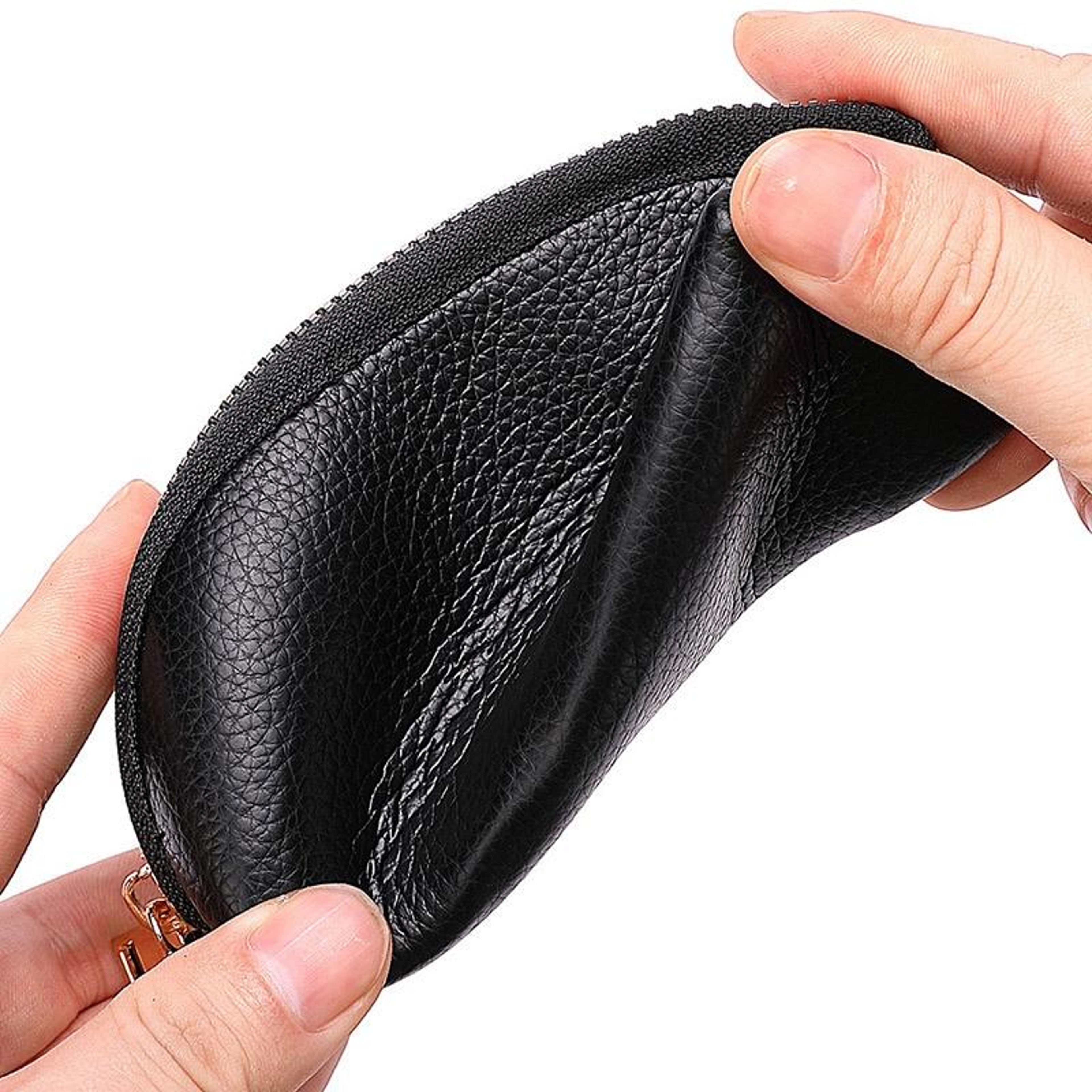 Mini PU Leather Car Key Pouch with Zipper and Internal Key Ring – view 8