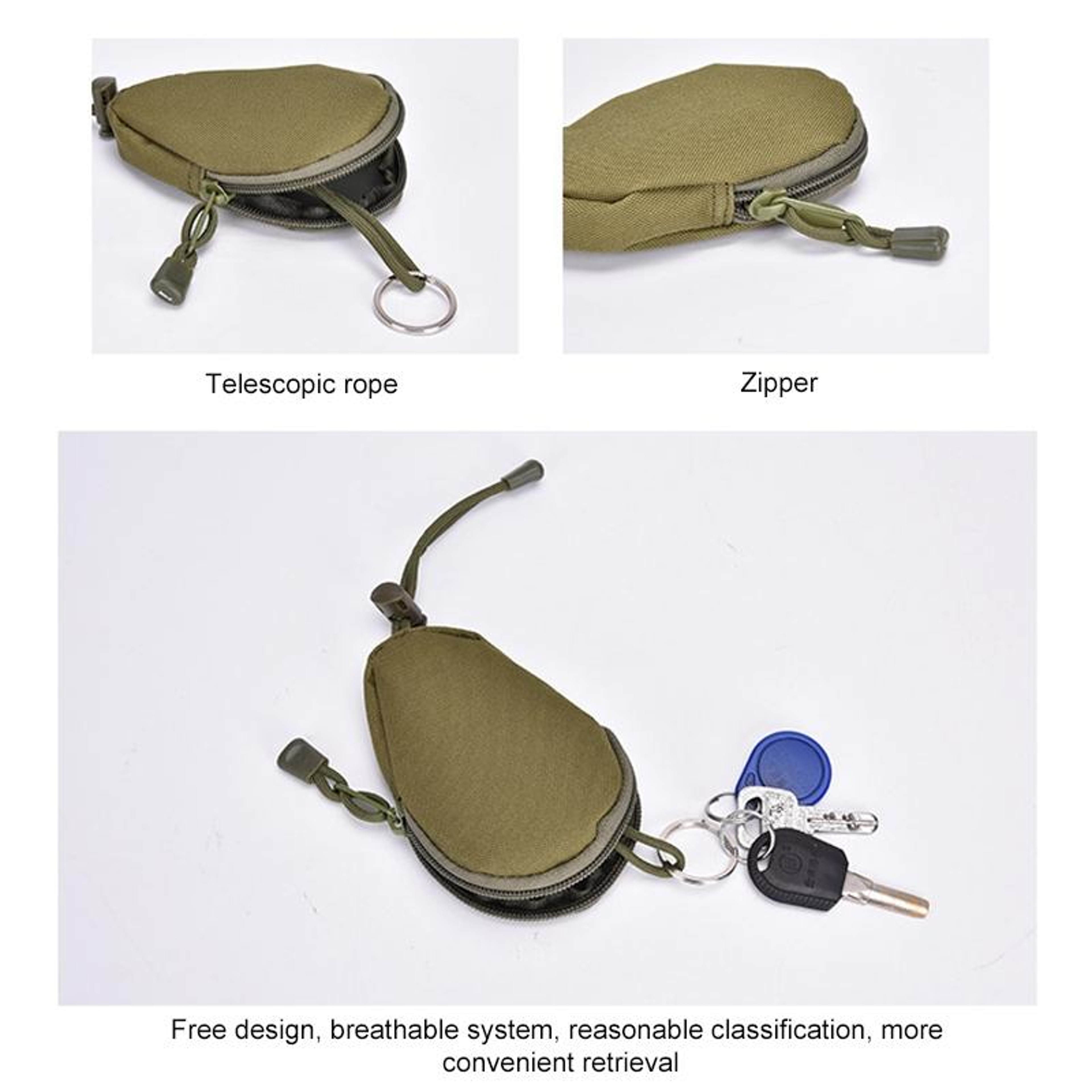 Mini Outdoor EDC Carrying Pouch with Zipper for Keys and Coins – view 6