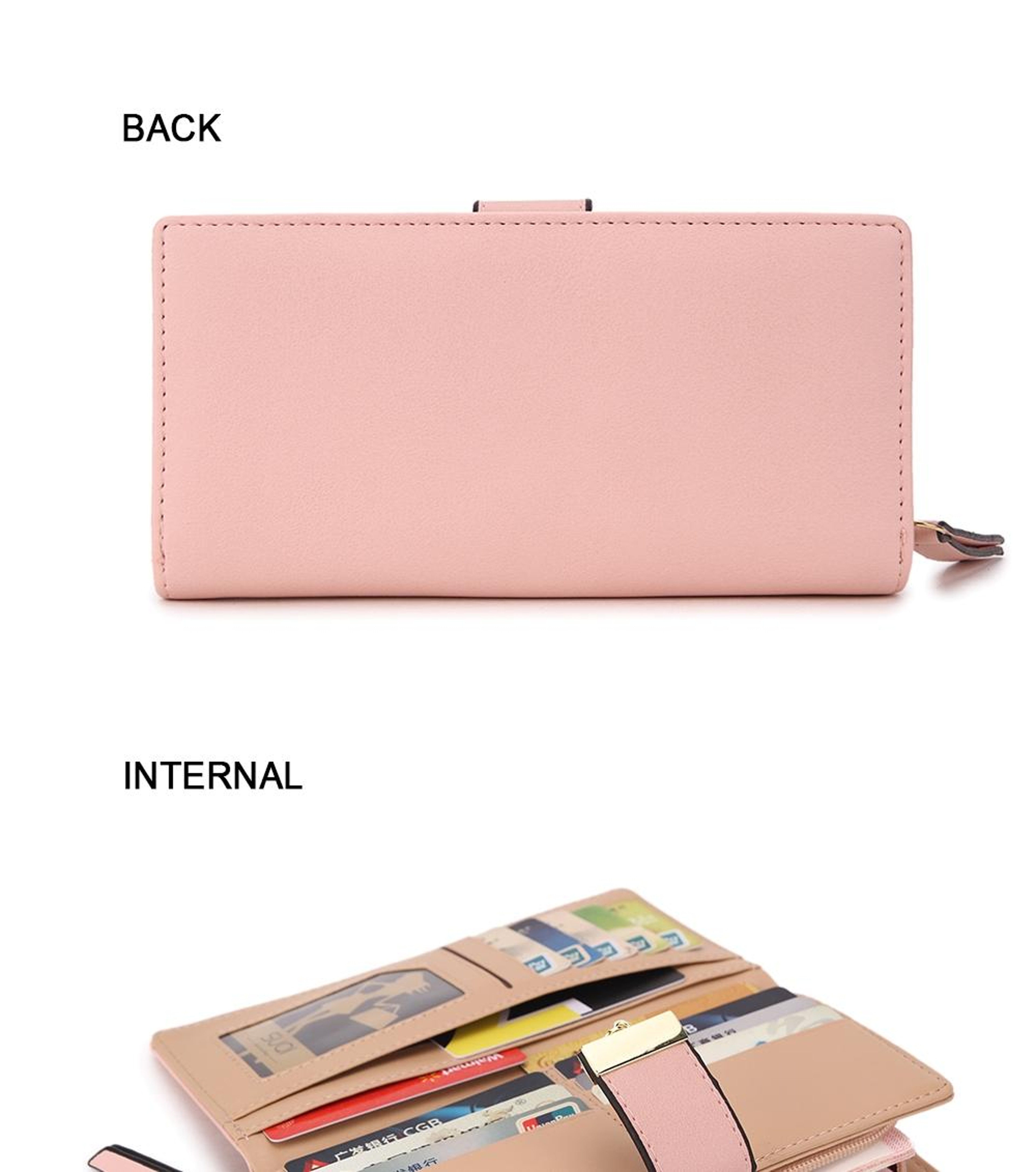Womens Long PU Leather Wallet with Hollow Leaf Design and Zipper Closure – view 10