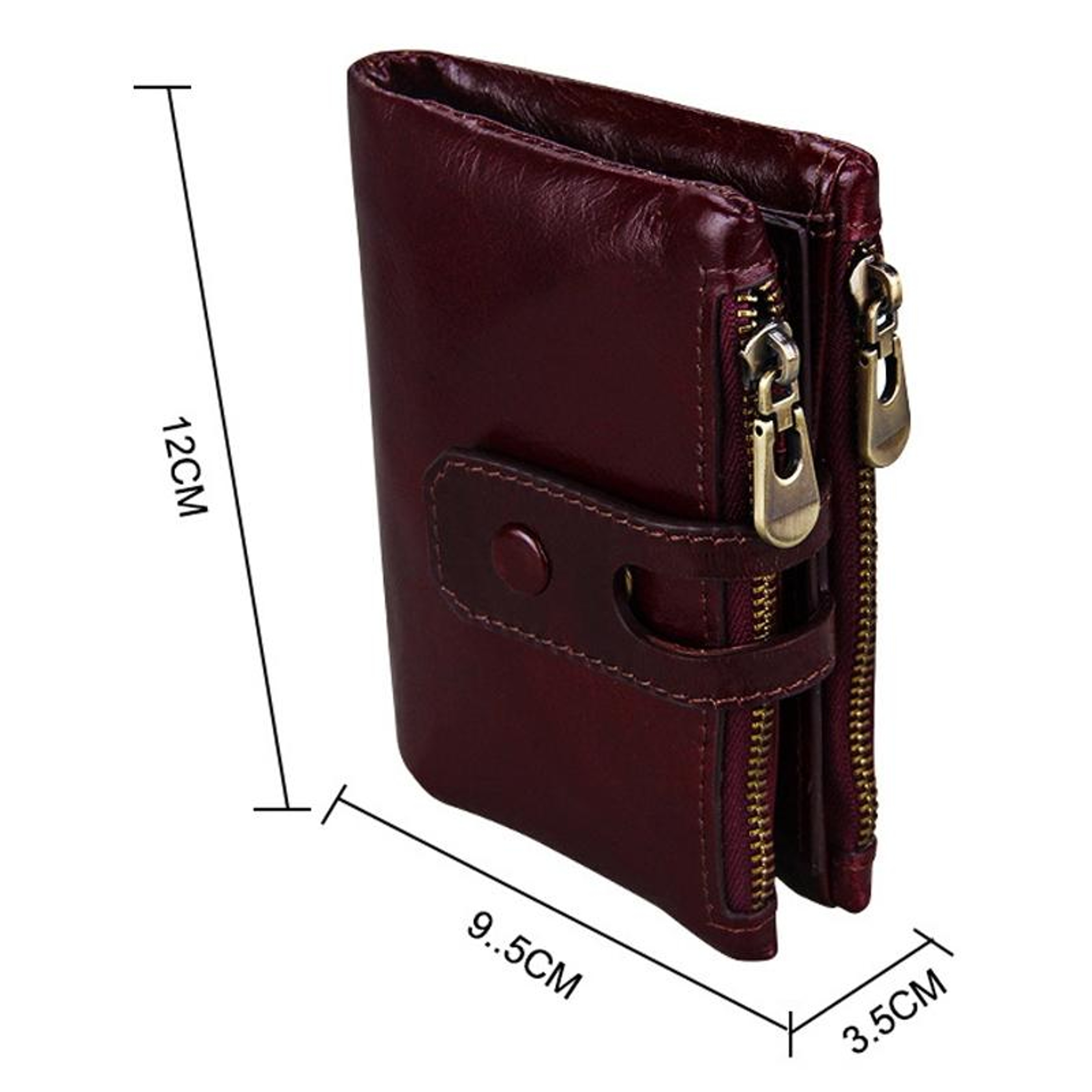 Genuine Cowhide Leather RFID Blocking Trifold Wallet with Zippered Coin Pocket – view 5