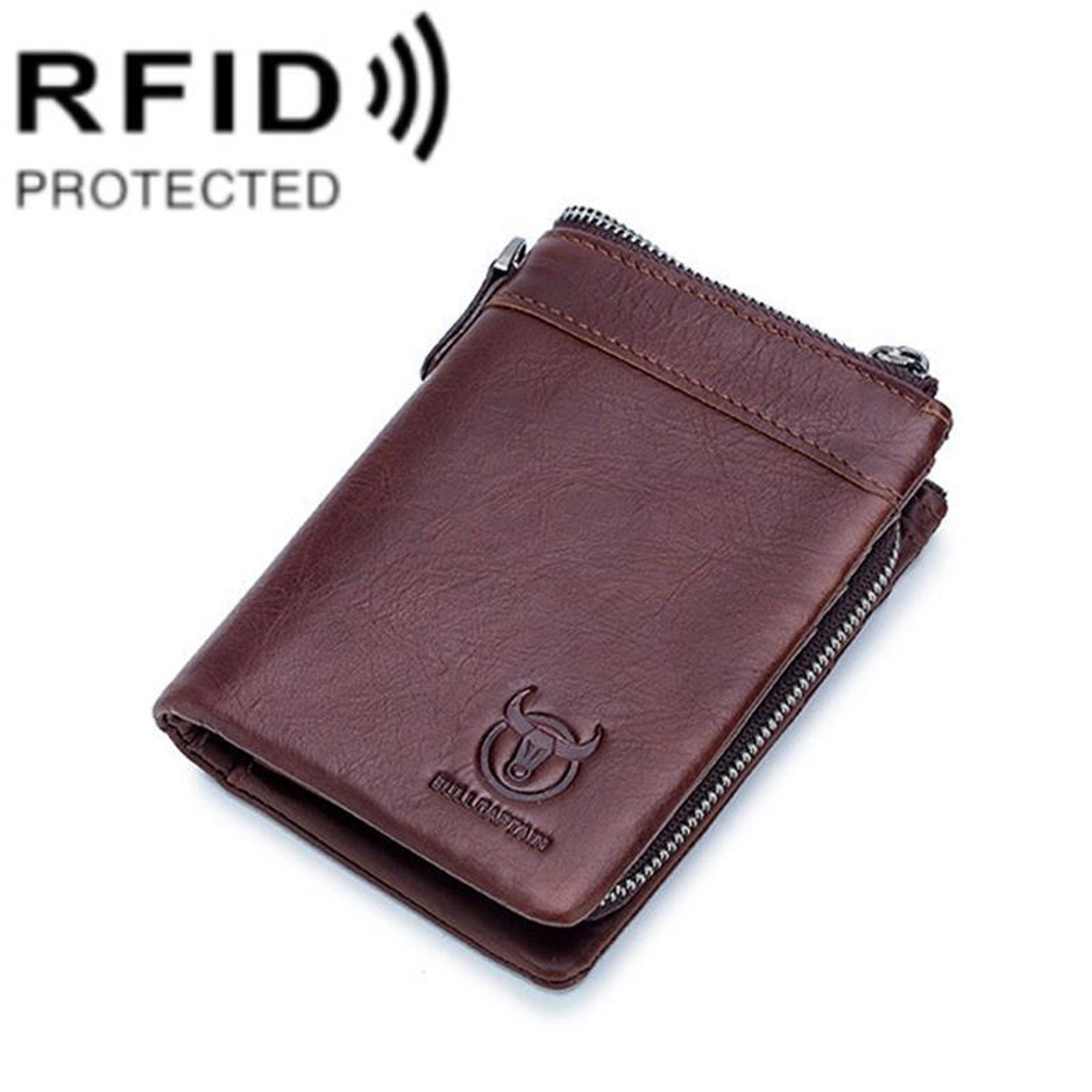 RFID Blocking Cowhide Leather Wallet with Multiple Card Slots and Coin Purse – view 3
