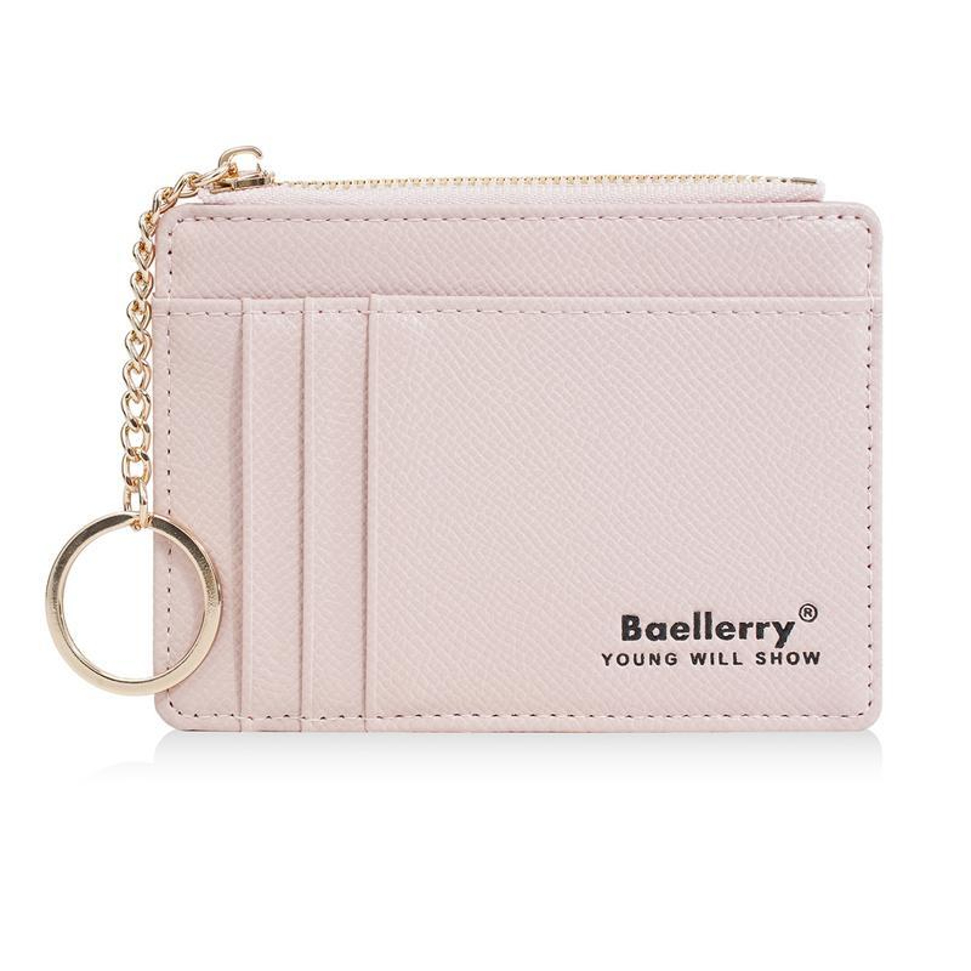 Womens Slim Card Holder Wallet with Keychain and Zippered Coin Purse – view 11