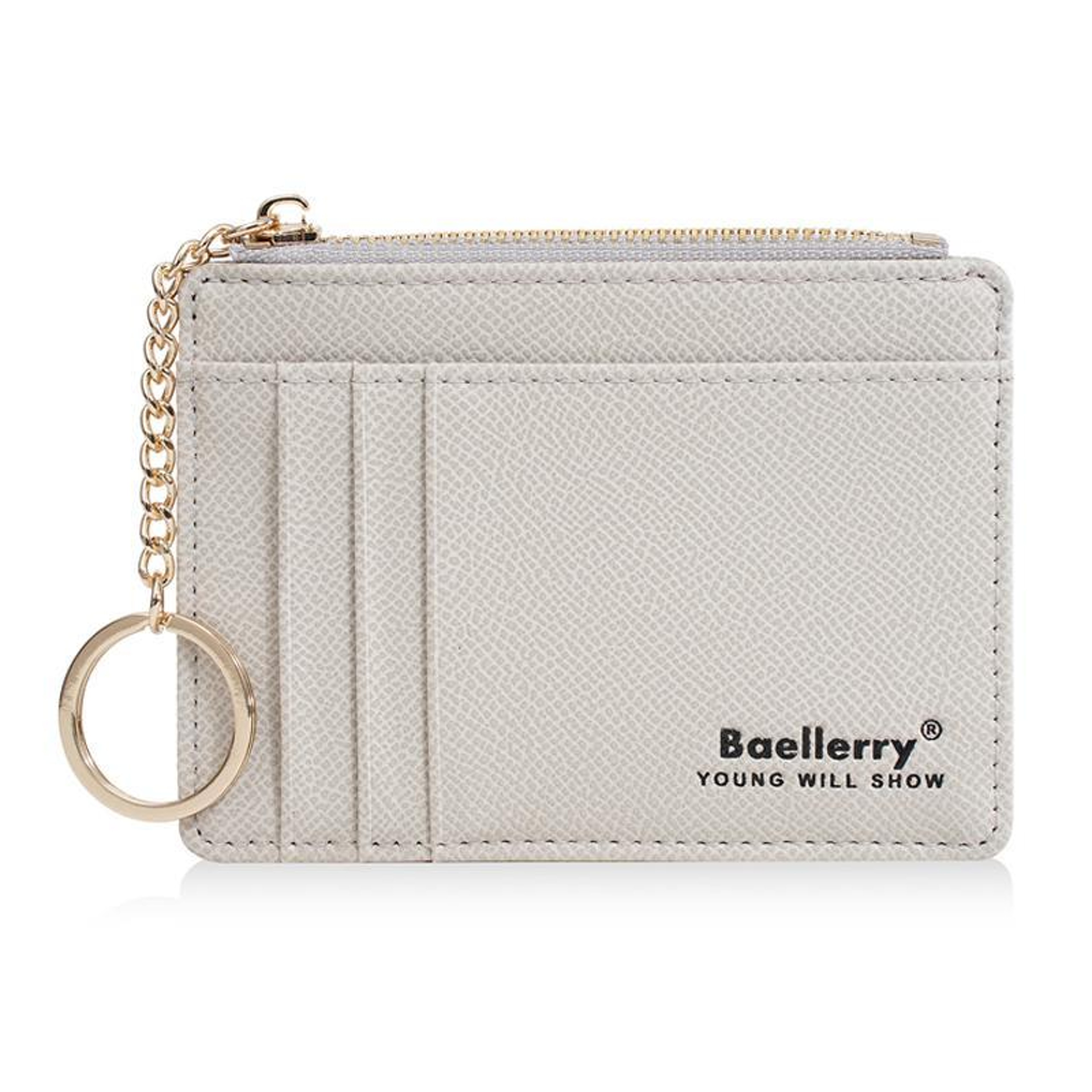 Womens Slim Card Holder Wallet with Keychain and Zippered Coin Purse – view 12