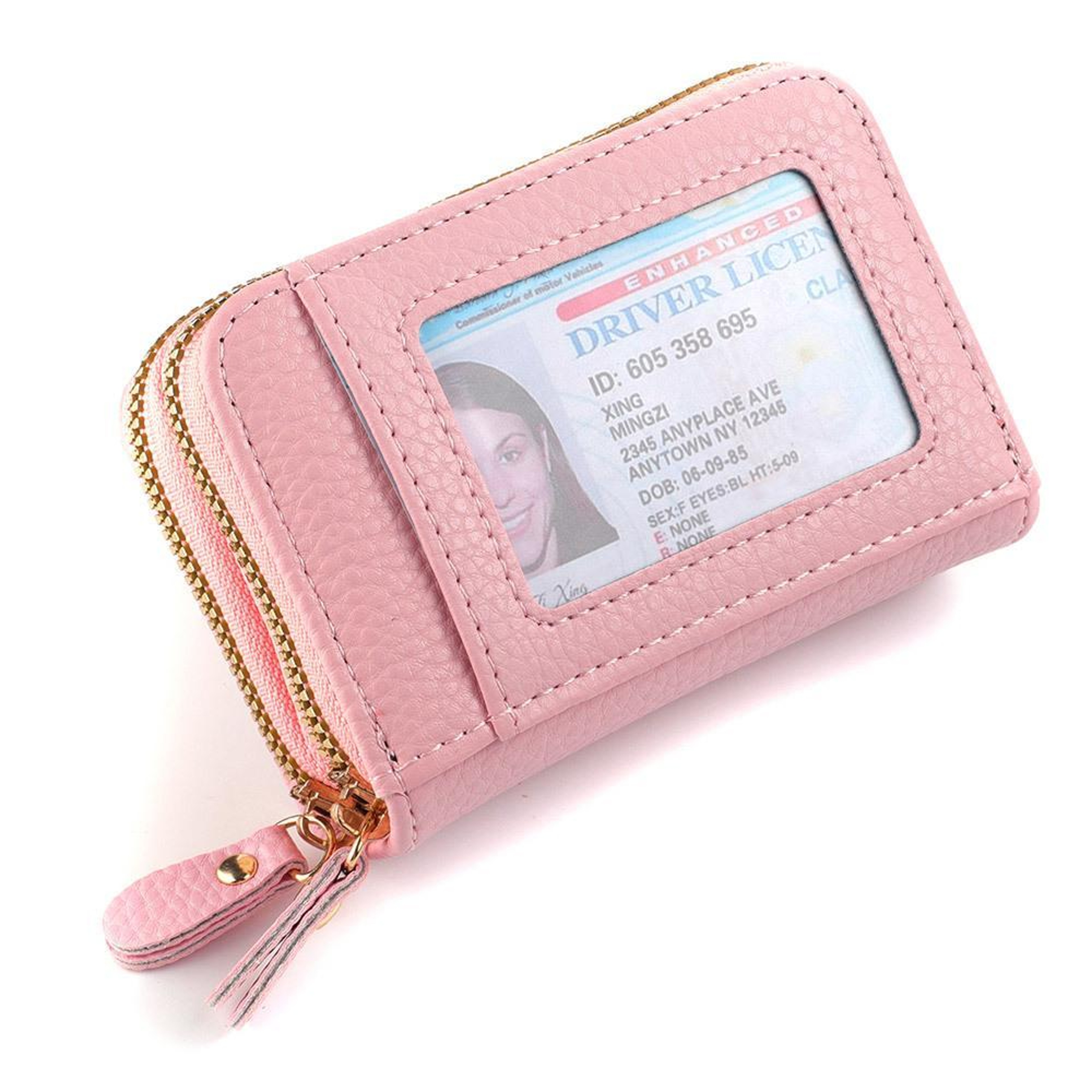 Womens Compact Accordion Wallet with Double Zipper and ID Window – view 6