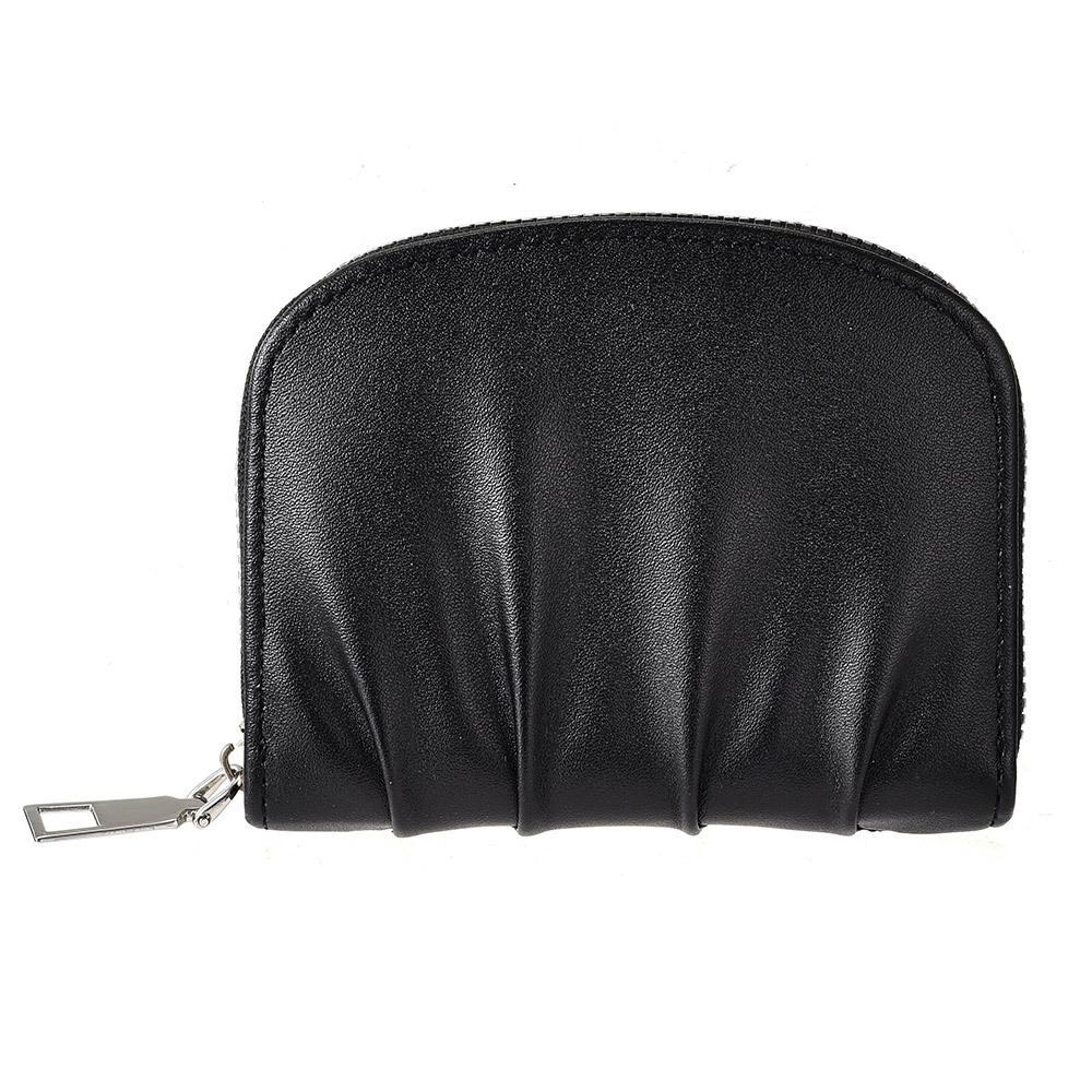 Womens Pleated PU Leather Short Wallet with Zipper Coin Purse – view 5