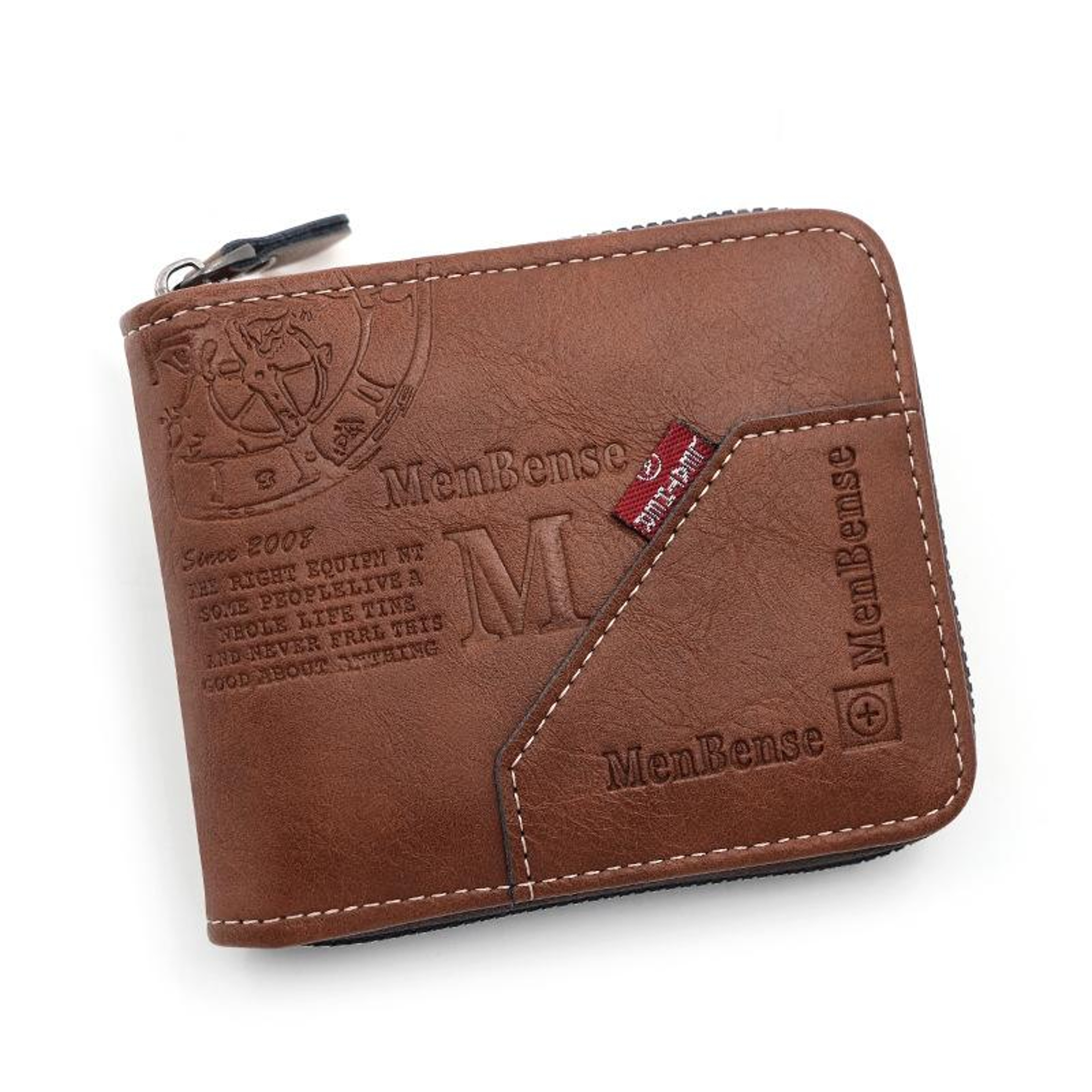 Mens Trifold Zipper Wallet with Coin Pocket and Multiple Card Slots – view 1