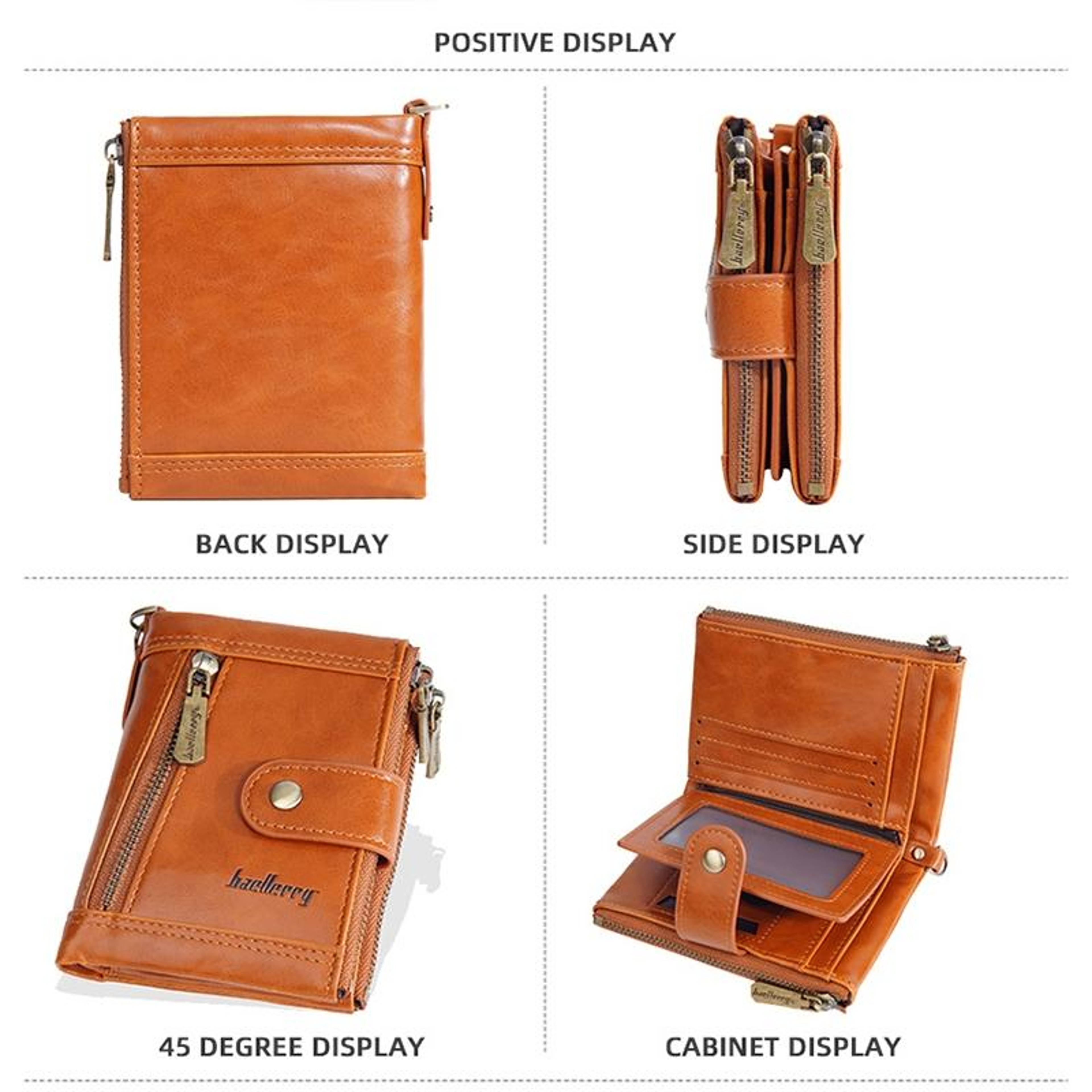 Retro PU Leather Double Zipper Short Wallet with Multiple Card Slots – view 2