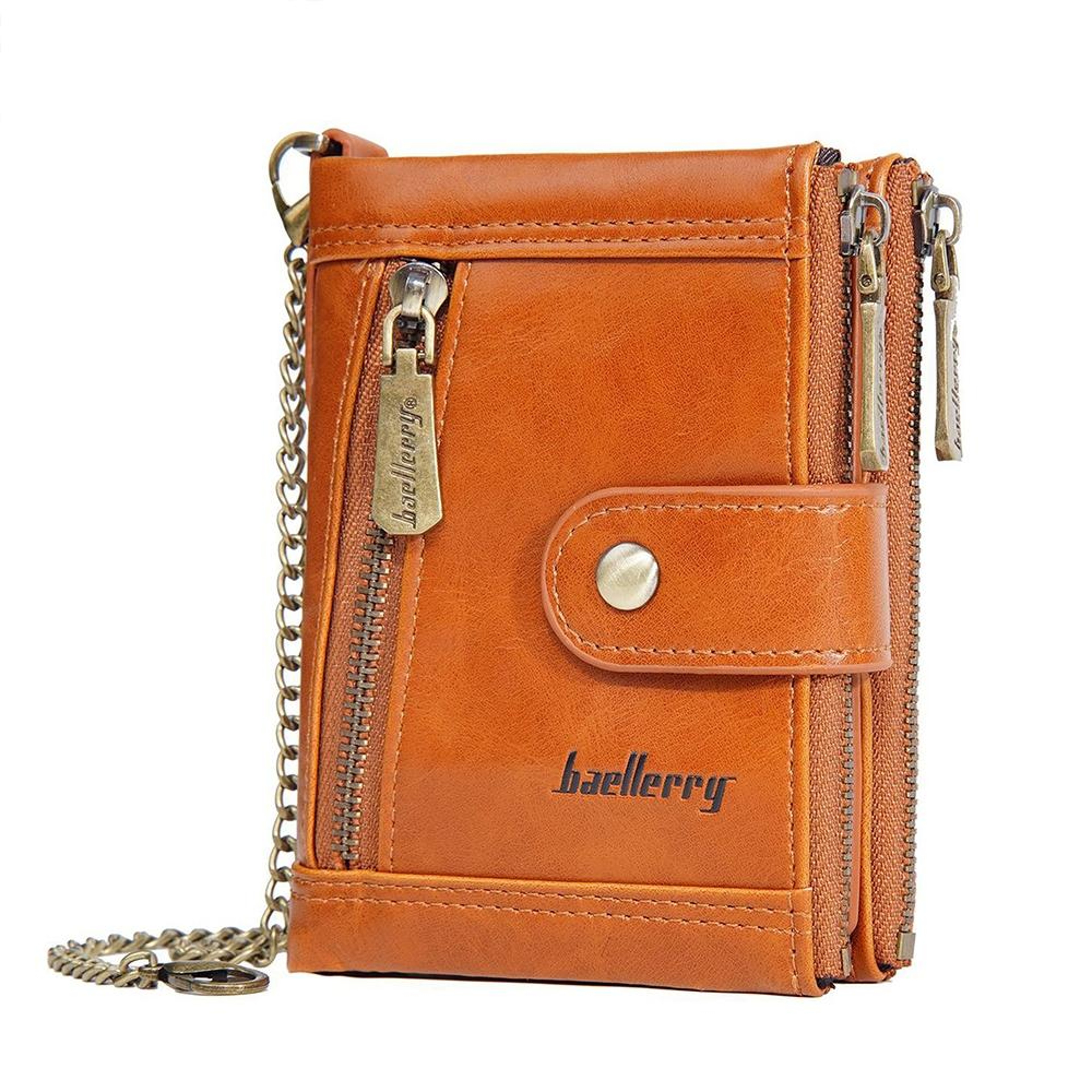 Retro PU Leather Double Zipper Short Wallet with Multiple Card Slots – view 5
