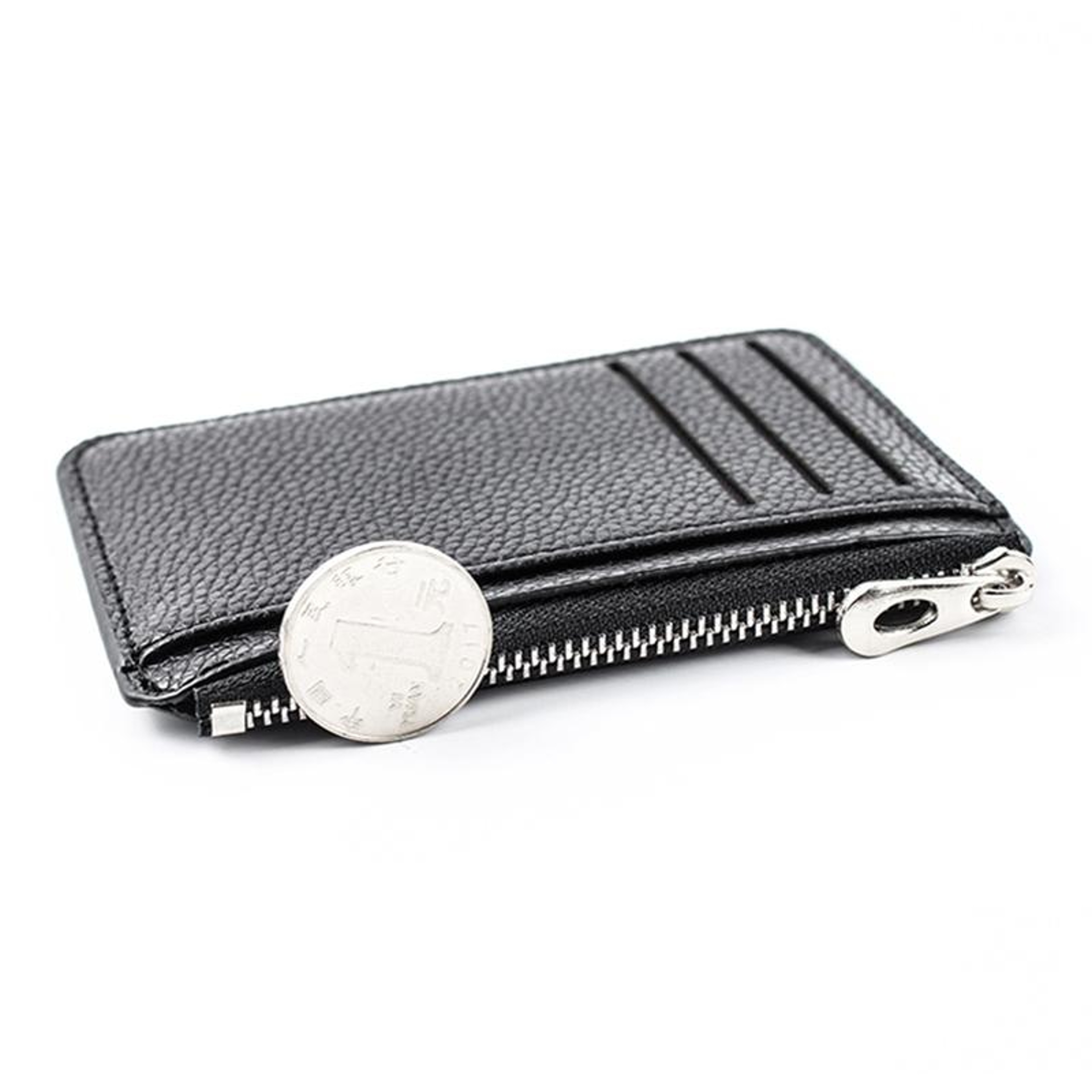 Slim PU Leather Card Holder Wallet with Multiple Card Slots and Zipper – view 11