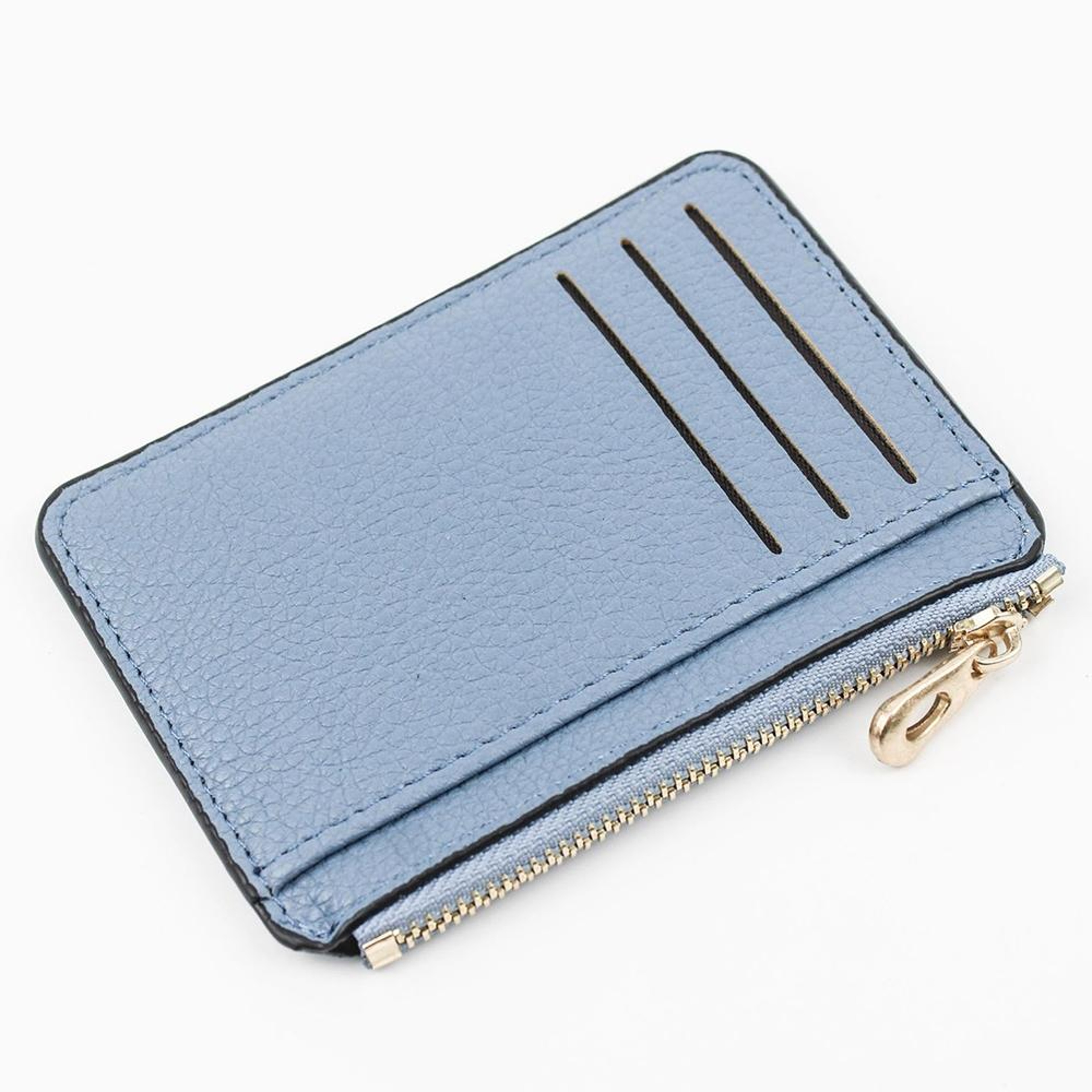 Slim PU Leather Card Holder Wallet with Multiple Card Slots and Zipper – view 6