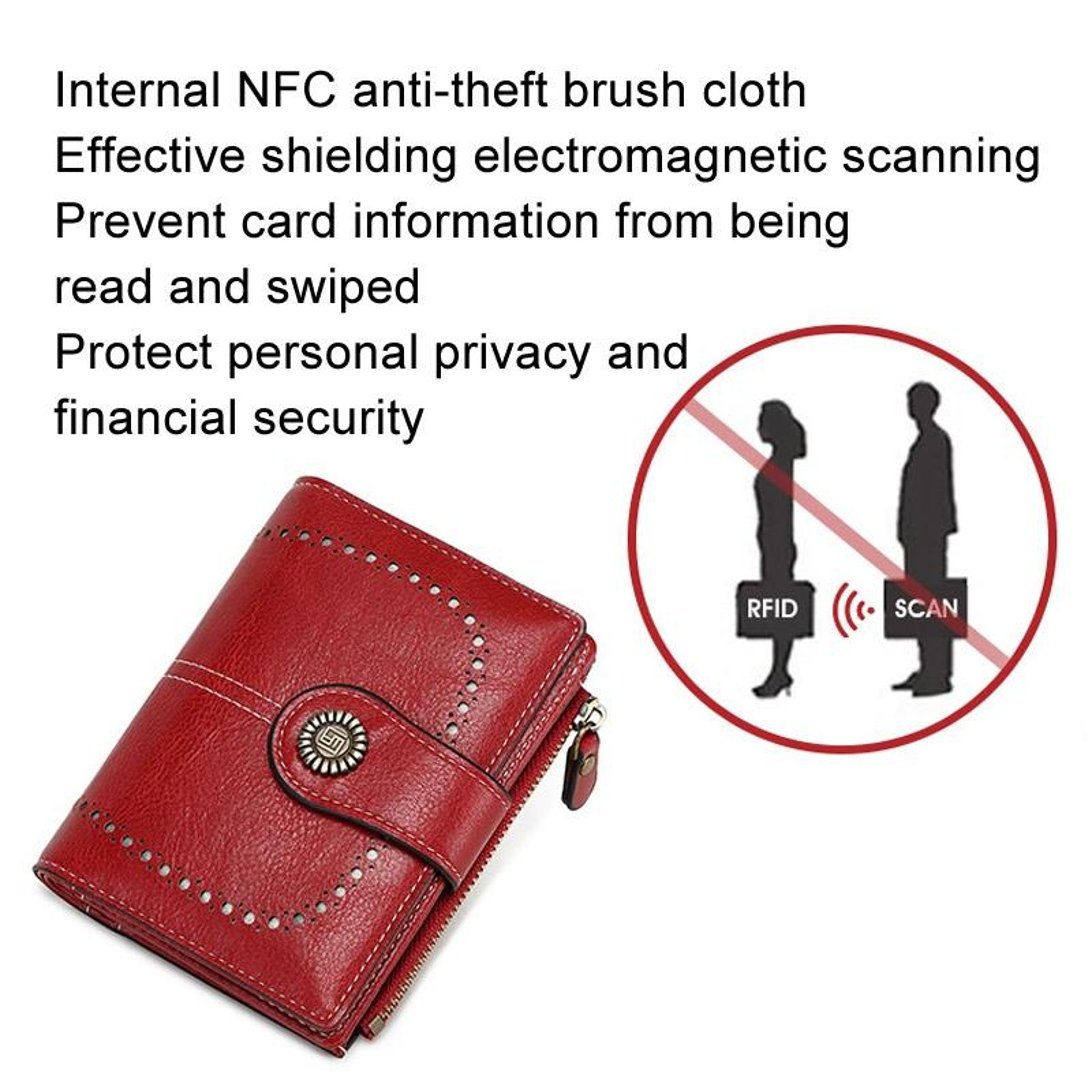 Womens RFID Blocking Short Wallet with Multiple Card Slots and Zipper Closure – view 14