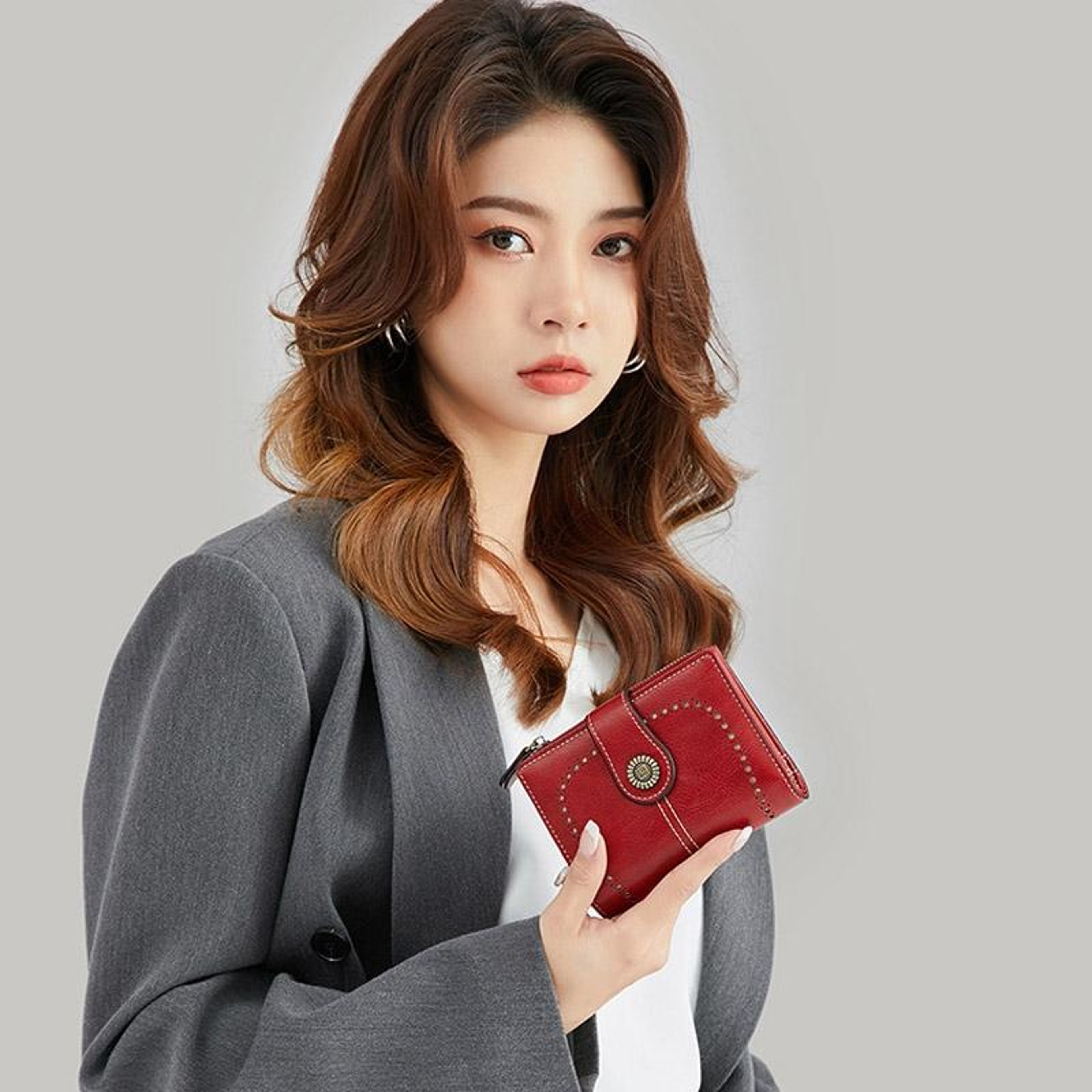Womens RFID Blocking Short Wallet with Multiple Card Slots and Zipper Closure – view 4