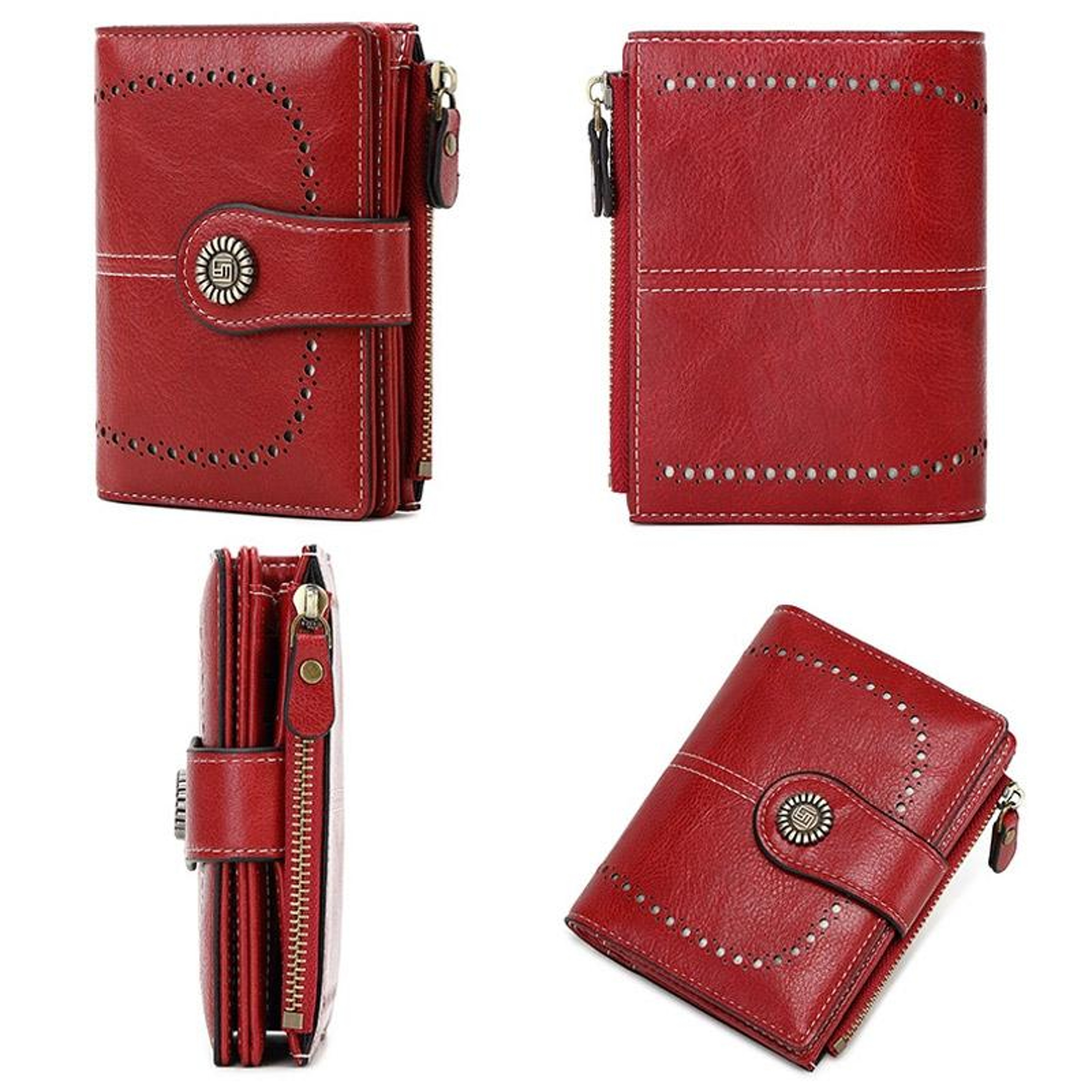 Womens RFID Blocking Short Wallet with Multiple Card Slots and Zipper Closure – view 8
