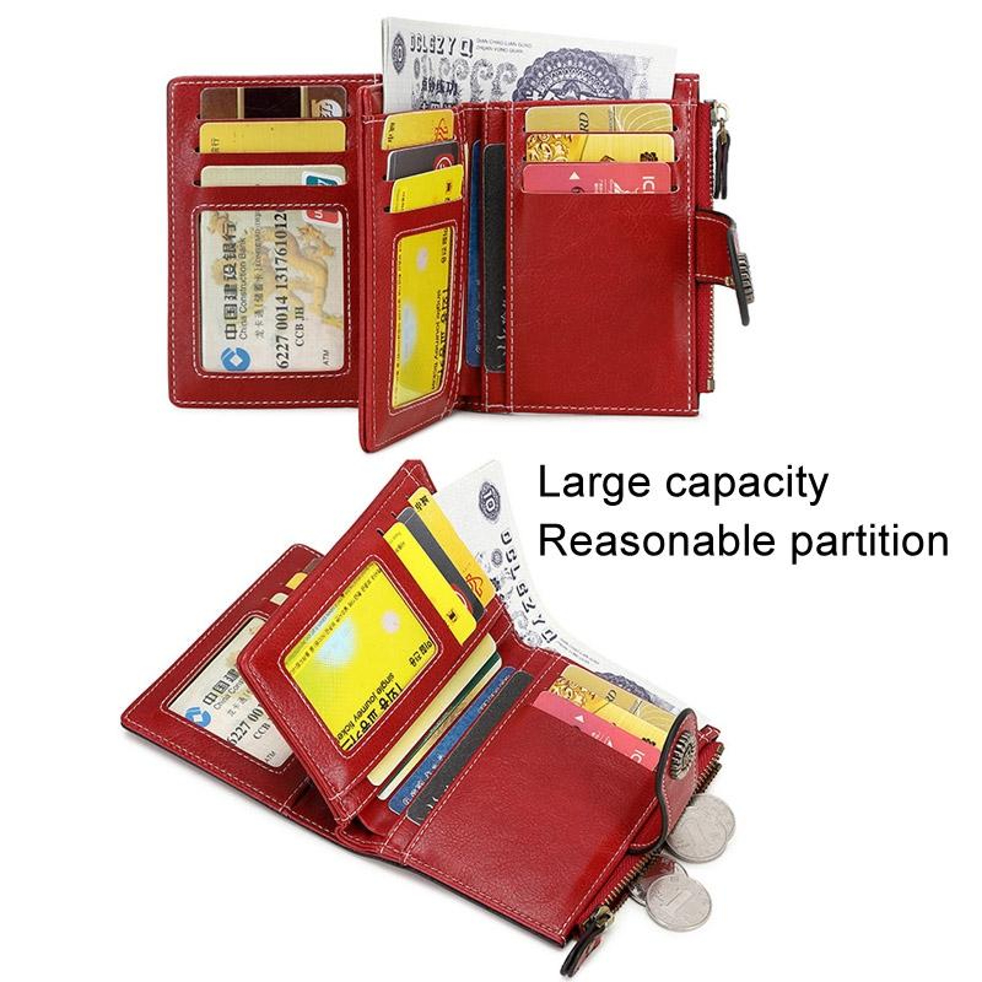Womens RFID Blocking Short Wallet with Multiple Card Slots and Zipper Closure – view 12