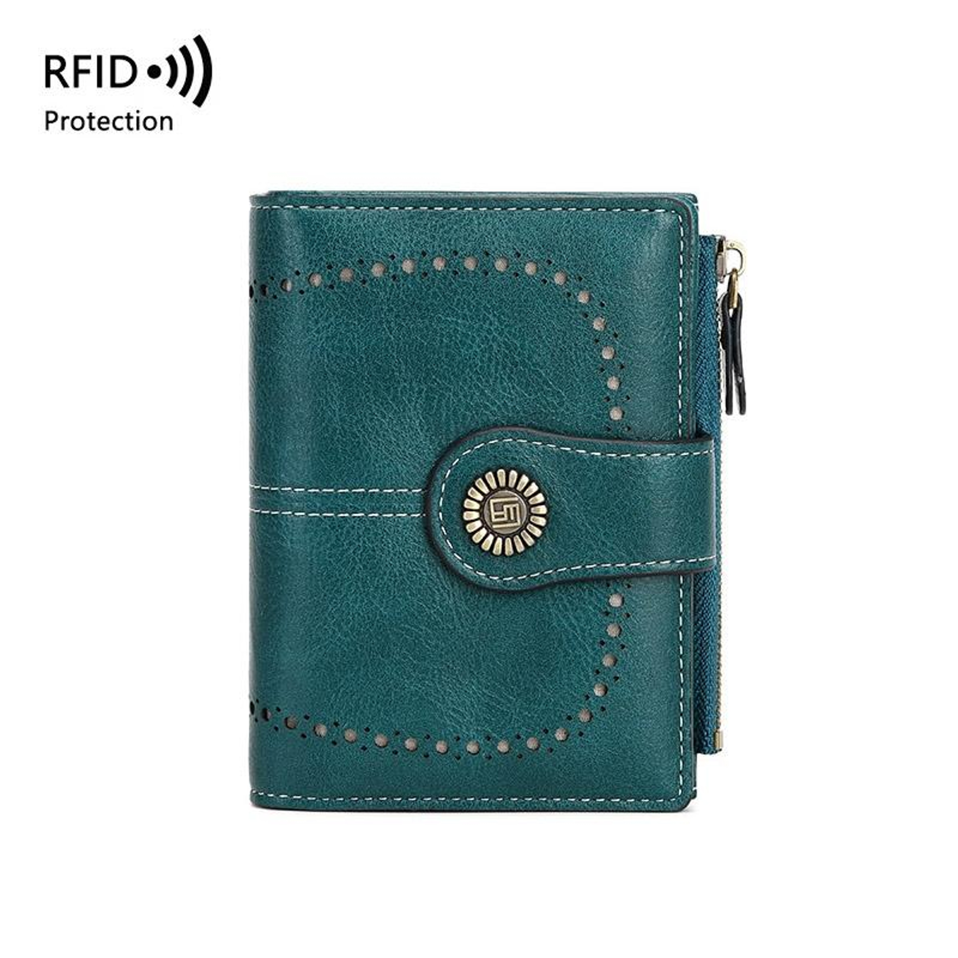 Womens RFID Blocking Short Wallet with Multiple Card Slots and Zipper Closure – view 3