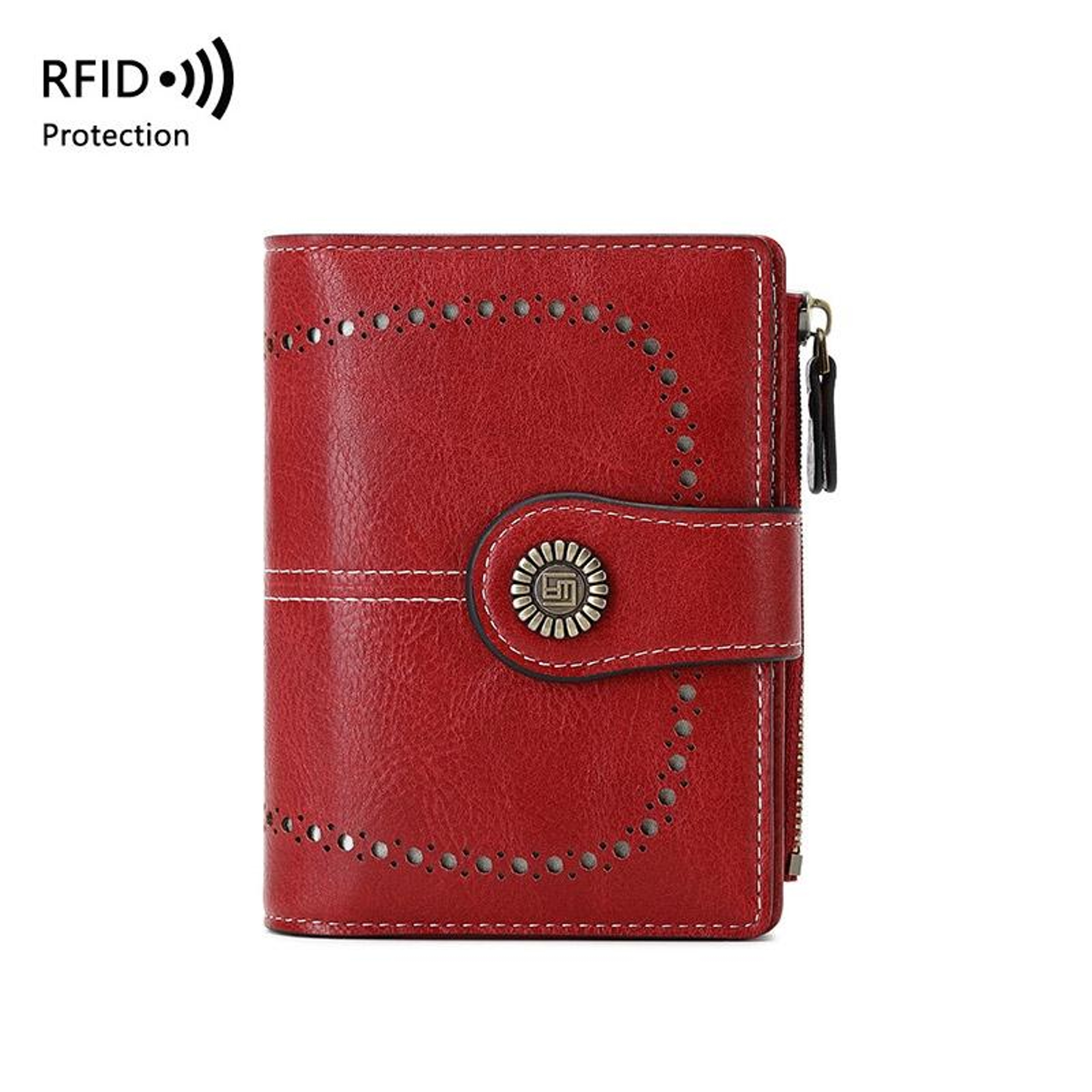 Womens RFID Blocking Short Wallet with Multiple Card Slots and Zipper Closure – view 5