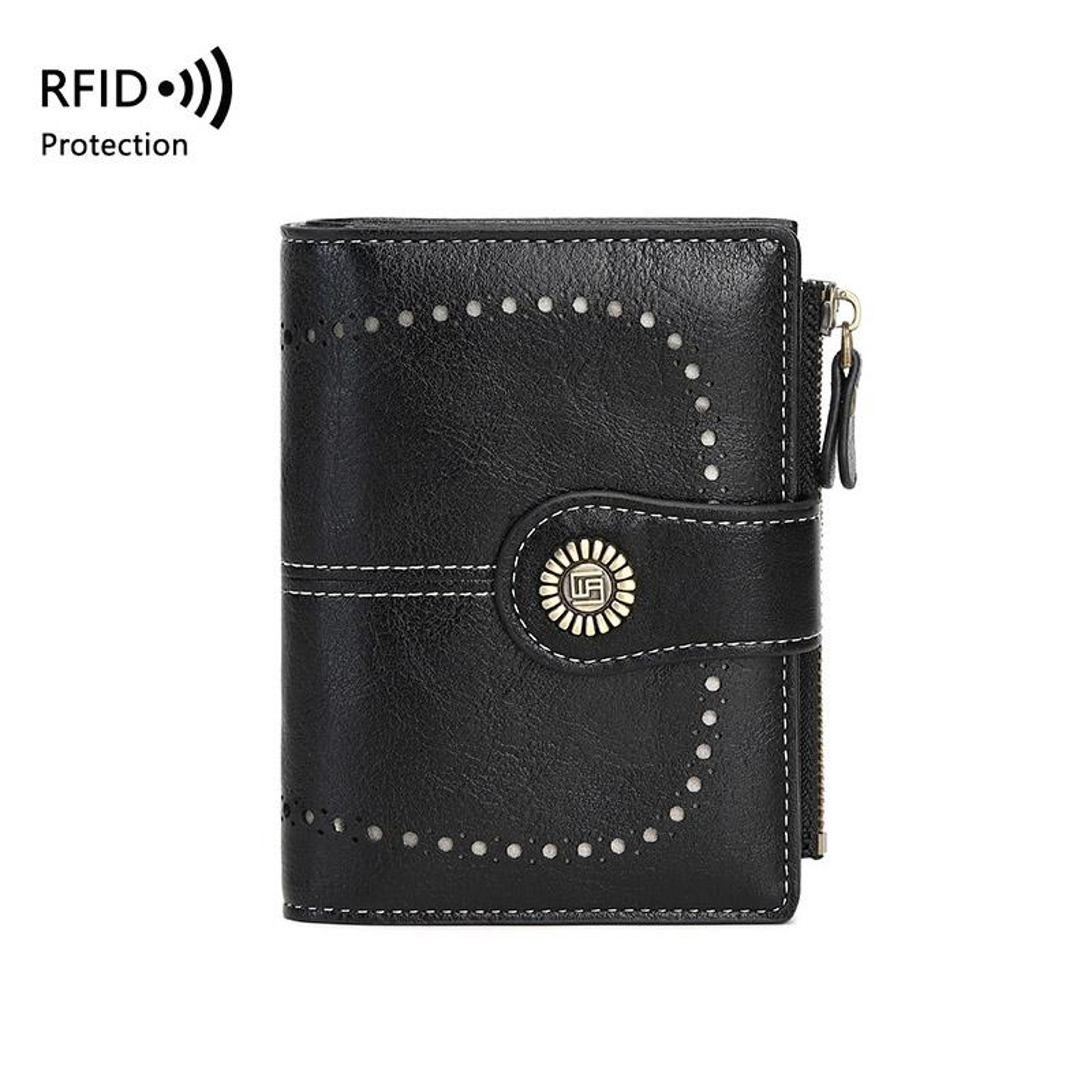 Womens RFID Blocking Short Wallet with Multiple Card Slots and Zipper Closure – view 7