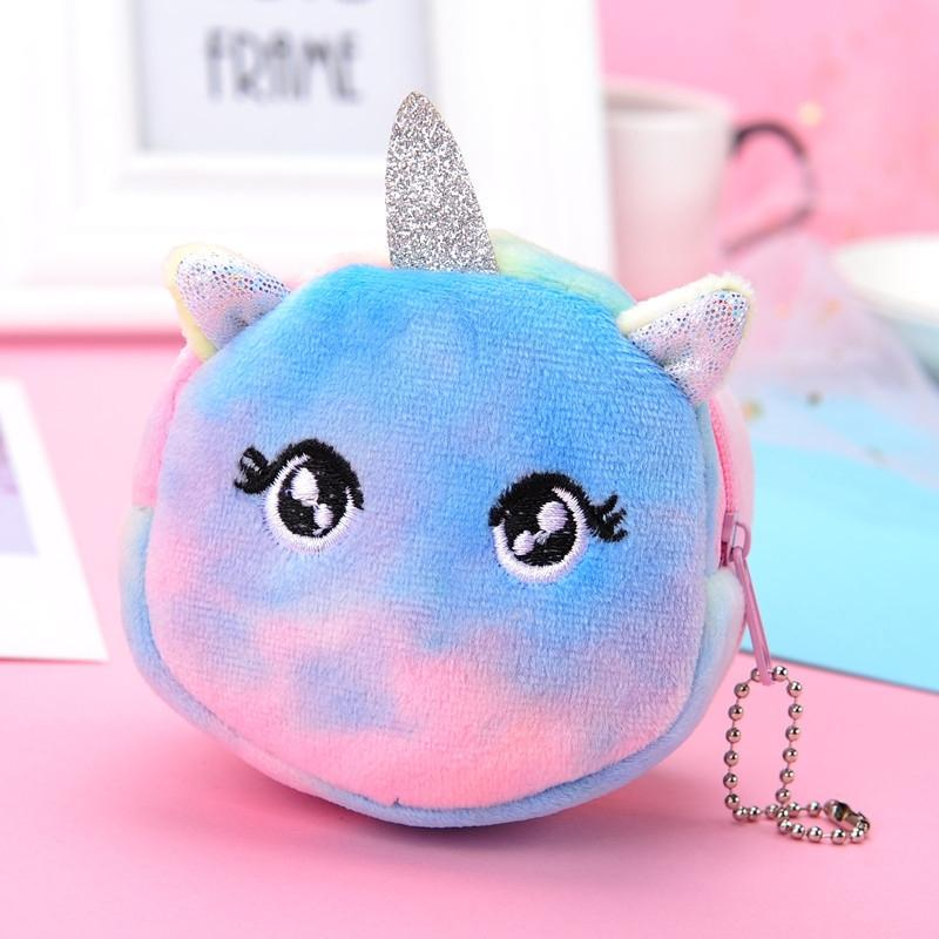 Mini Round Plush Coin Purse With Zipper For Lipstick Keys And Small Accessories 0