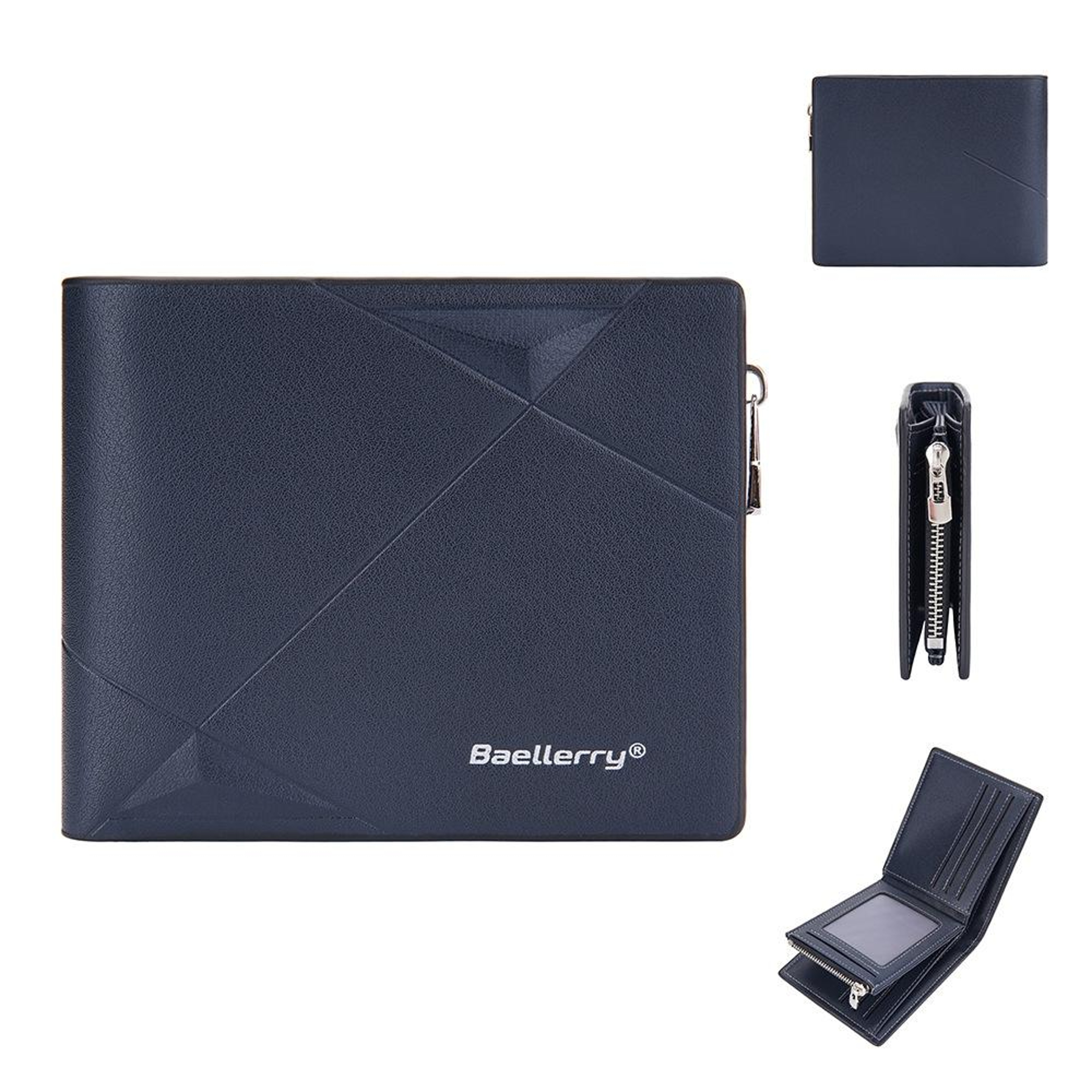 Mens PU Leather Wallet with Multiple Card Compartments and Zipper Coin Purse – view 1