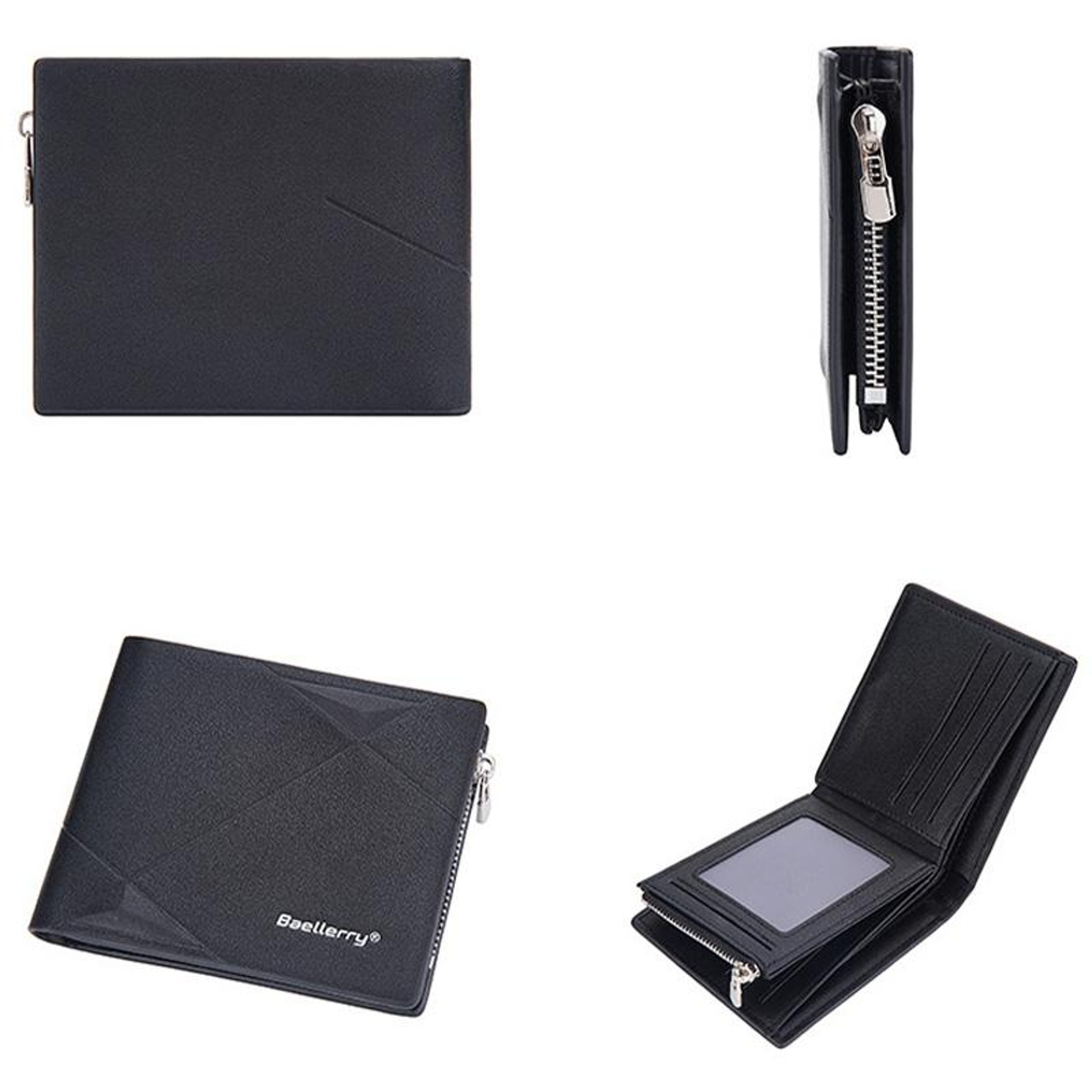 Mens PU Leather Wallet with Multiple Card Compartments and Zipper Coin Purse – view 3