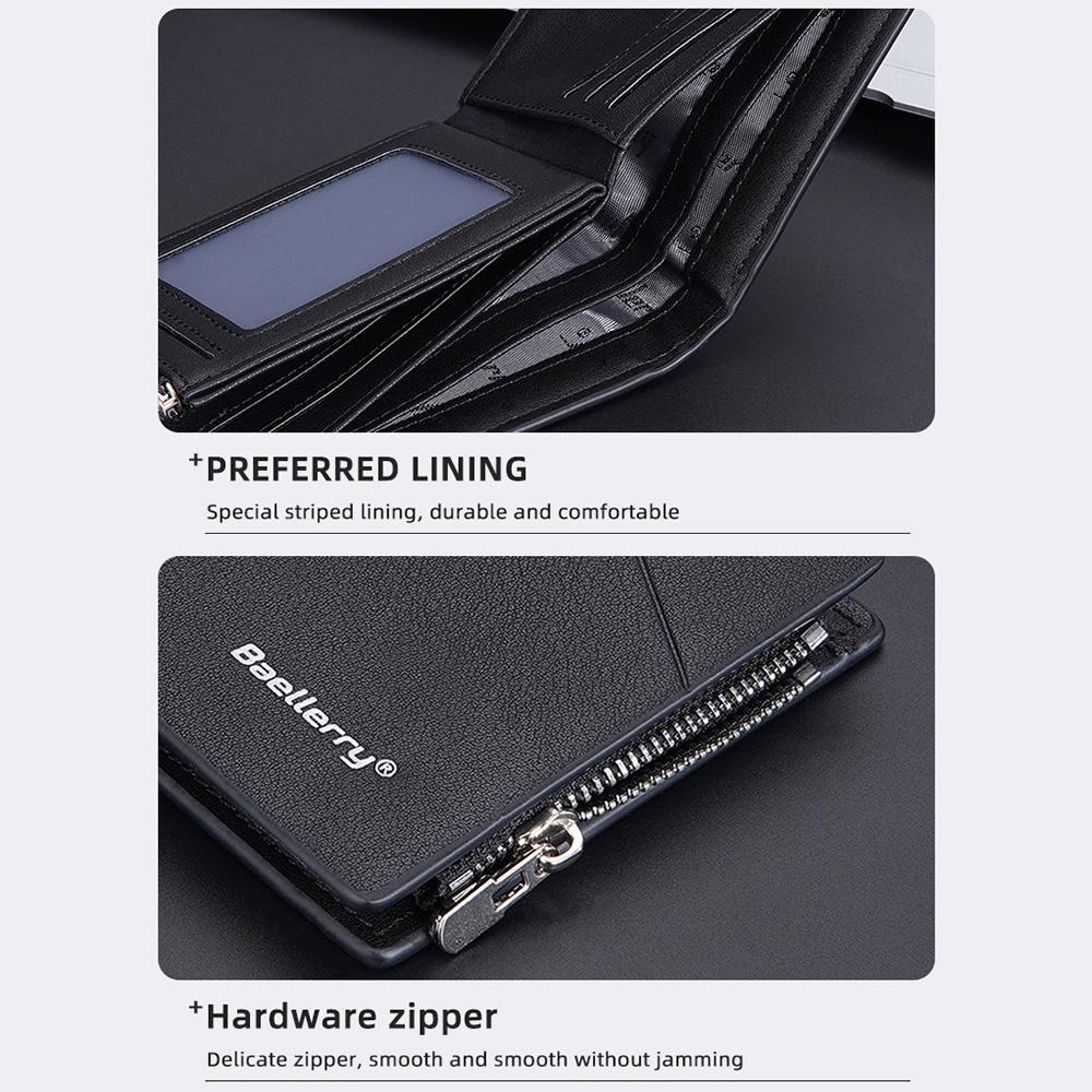 Mens PU Leather Wallet with Multiple Card Compartments and Zipper Coin Purse – view 6