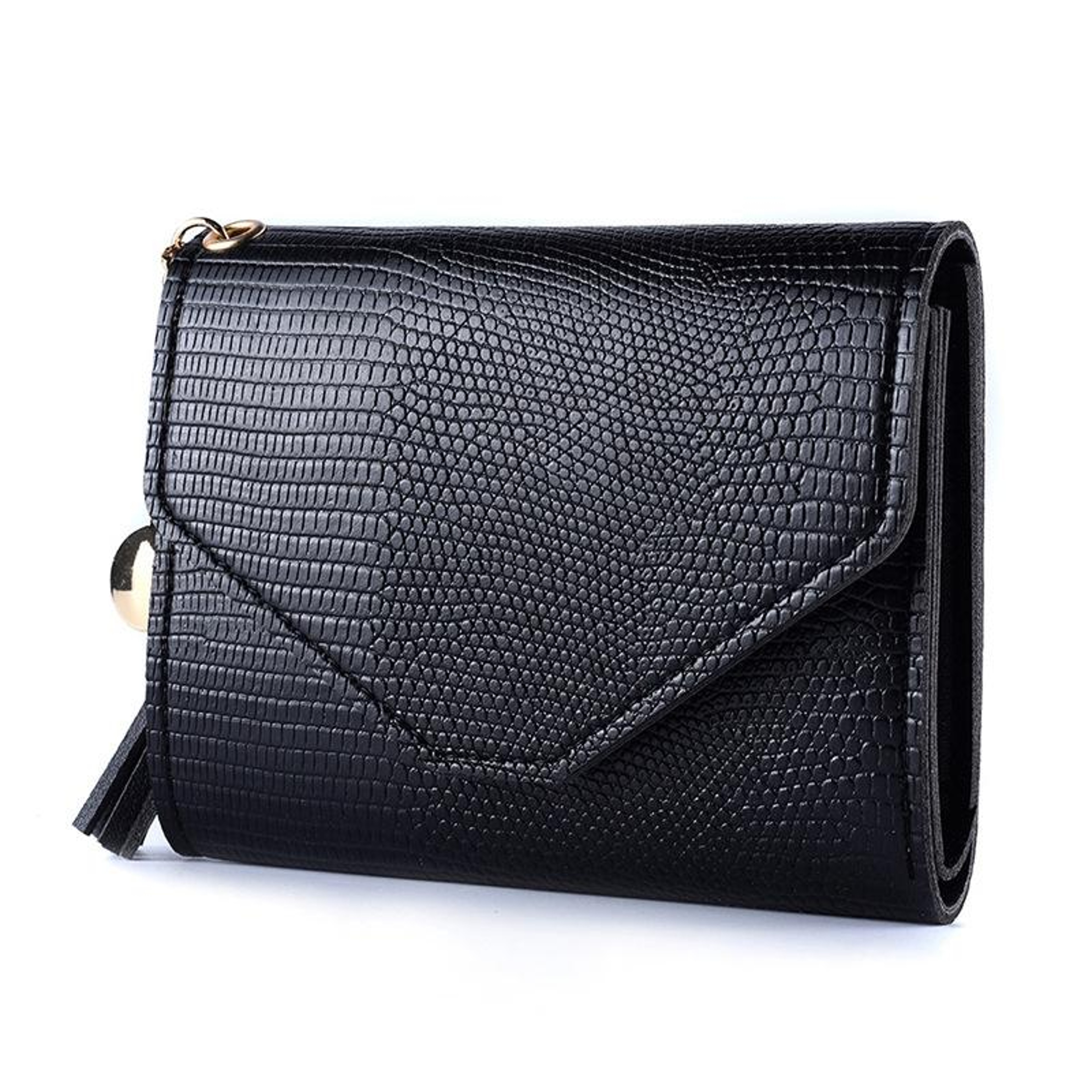 Womens Trifold Wallet with Crocodile Pattern Tassel and Card Holder – view 9