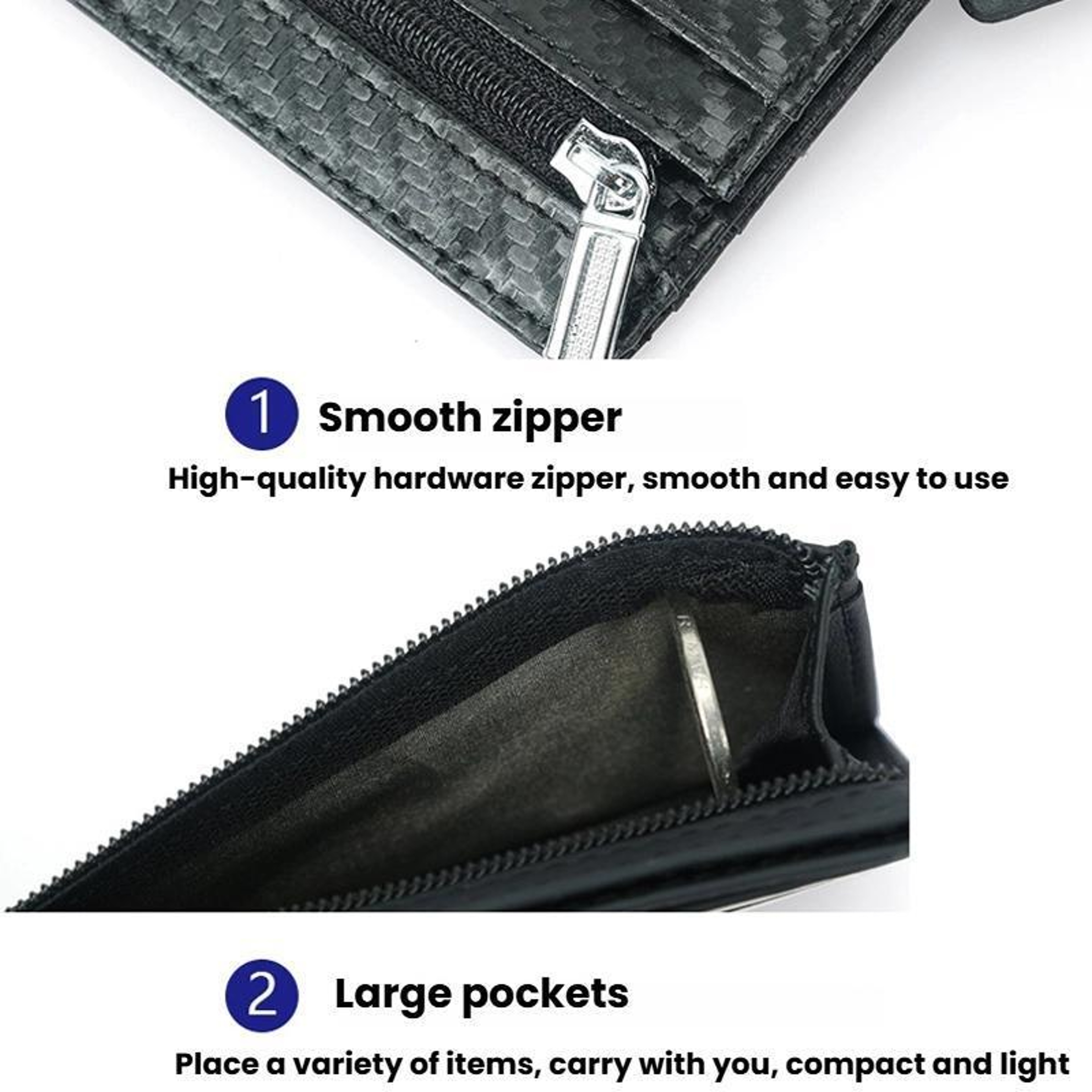 RFID Blocking Card Wallet with 8 Card Slots and Zipper Coin Purse – view 8