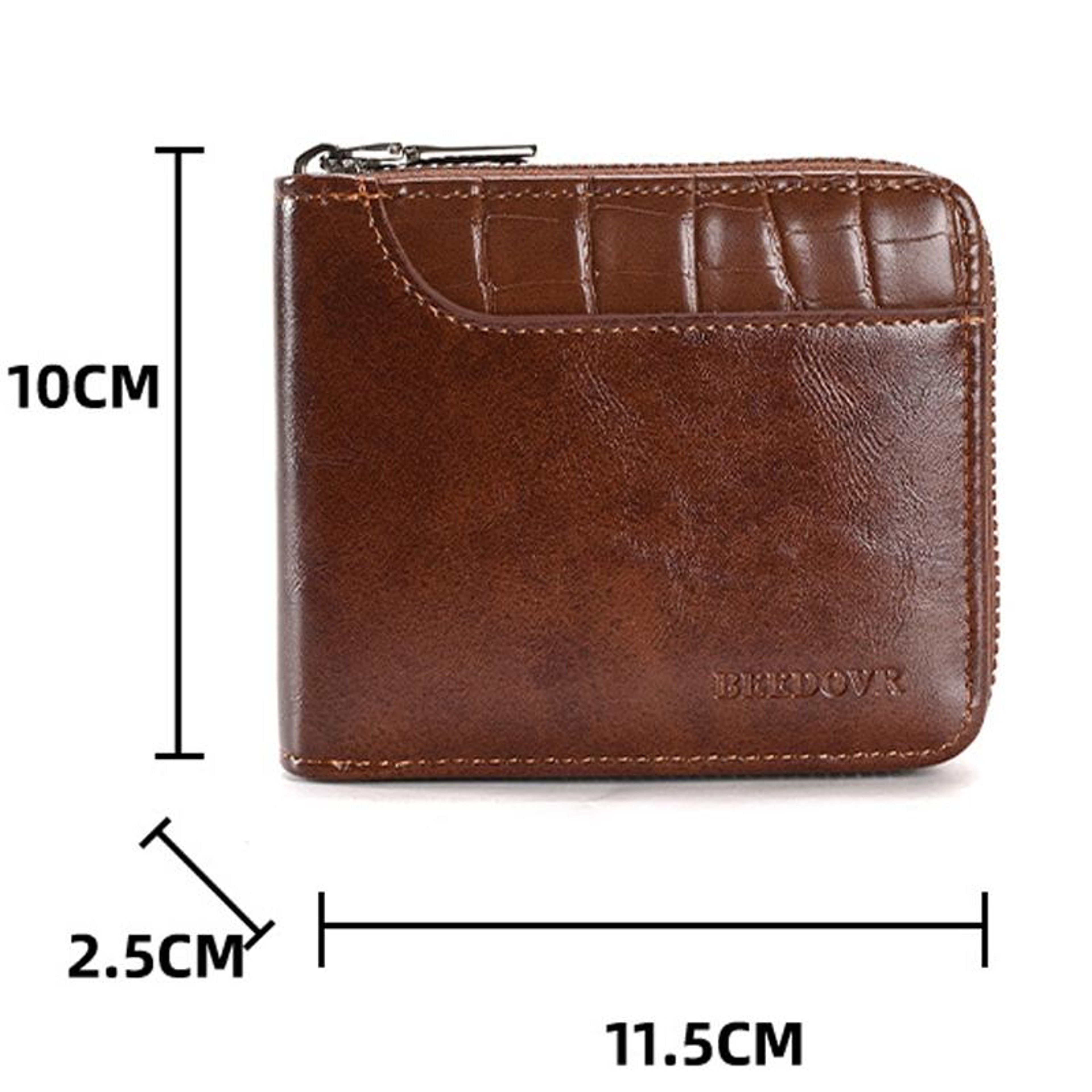 Mens RFID Blocking Wallet with Zipper Closure and Compact PU Design – view 3
