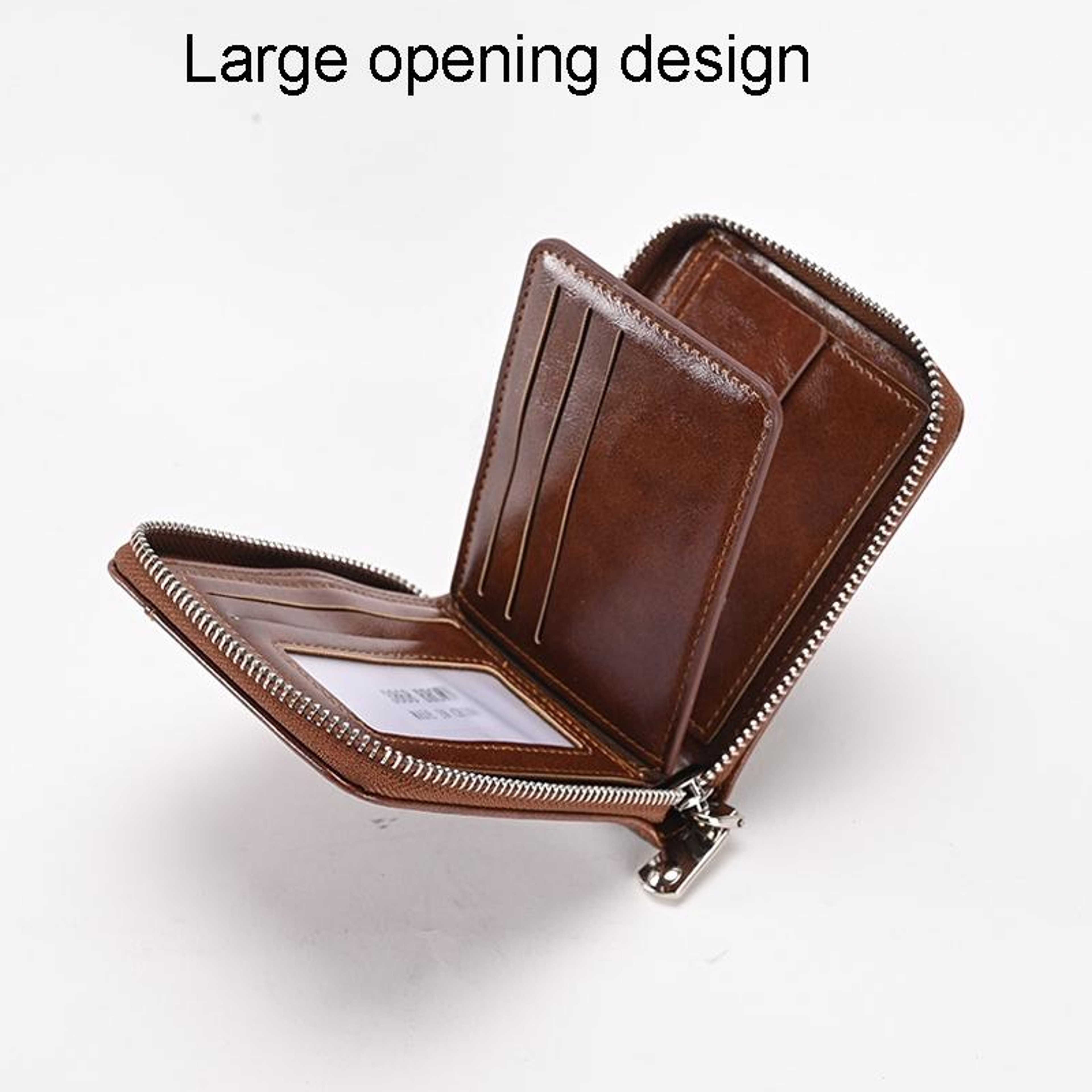 Mens RFID Blocking Wallet with Zipper Closure and Compact PU Design – view 5