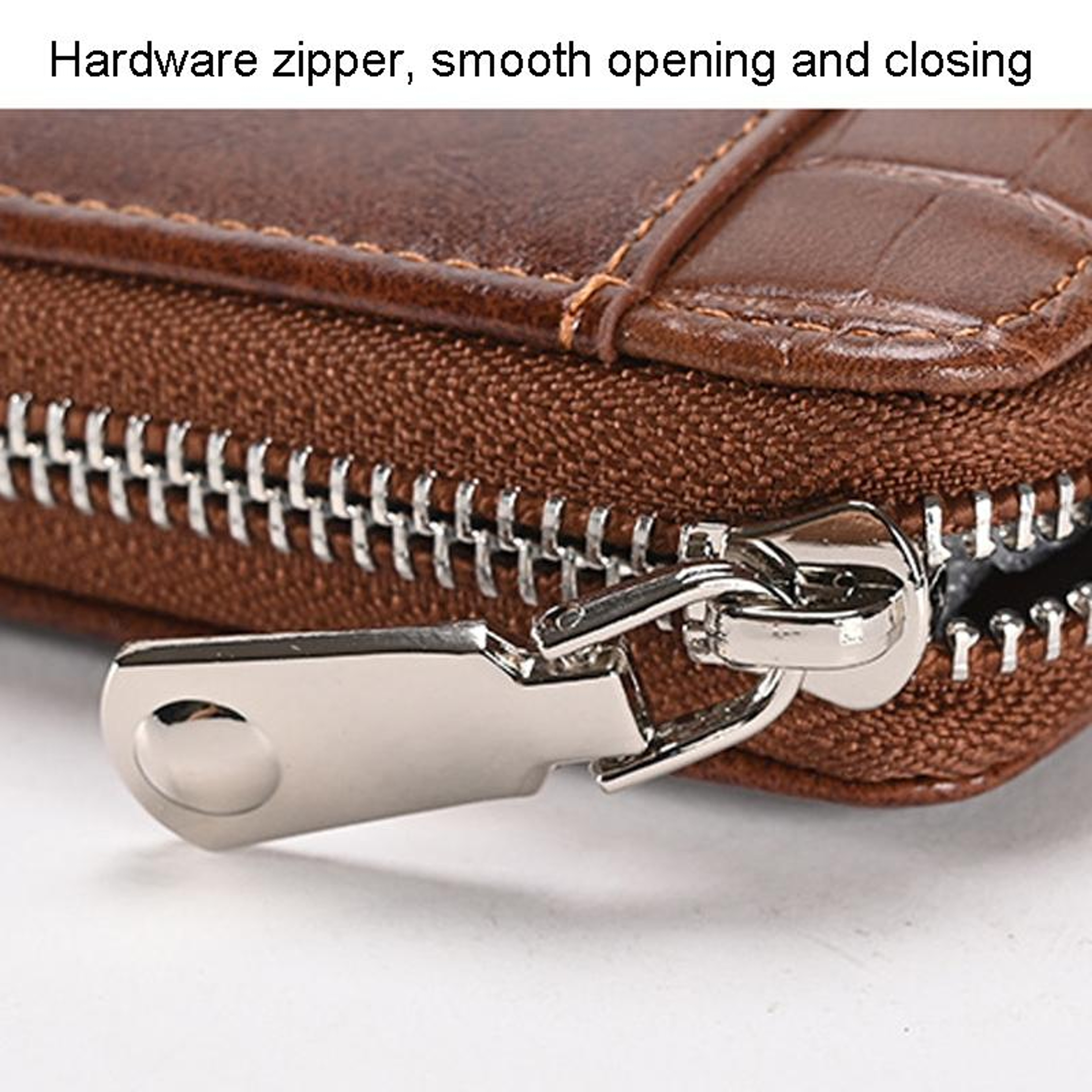 Mens RFID Blocking Wallet with Zipper Closure and Compact PU Design – view 7