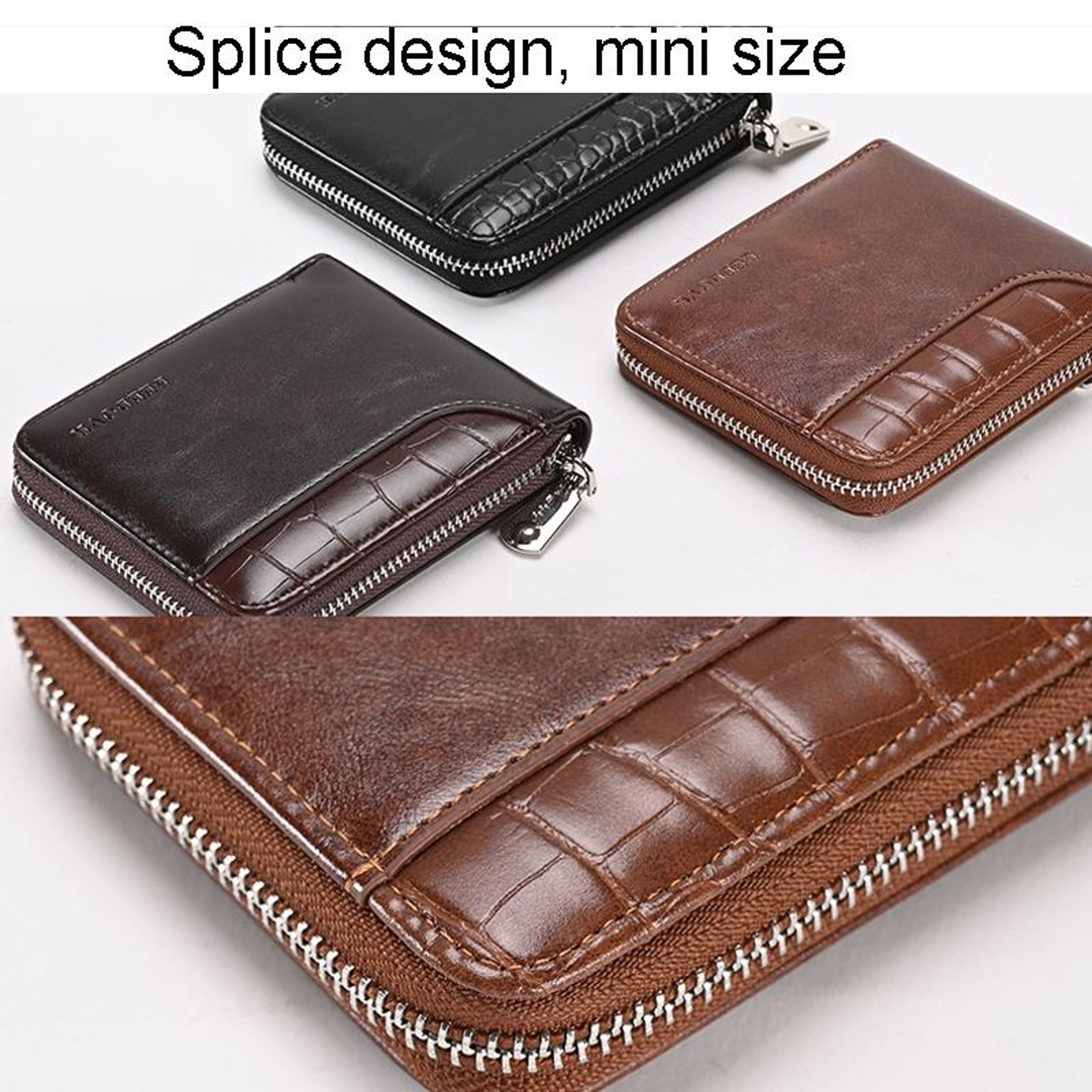 Mens RFID Blocking Wallet with Zipper Closure and Compact PU Design – view 8
