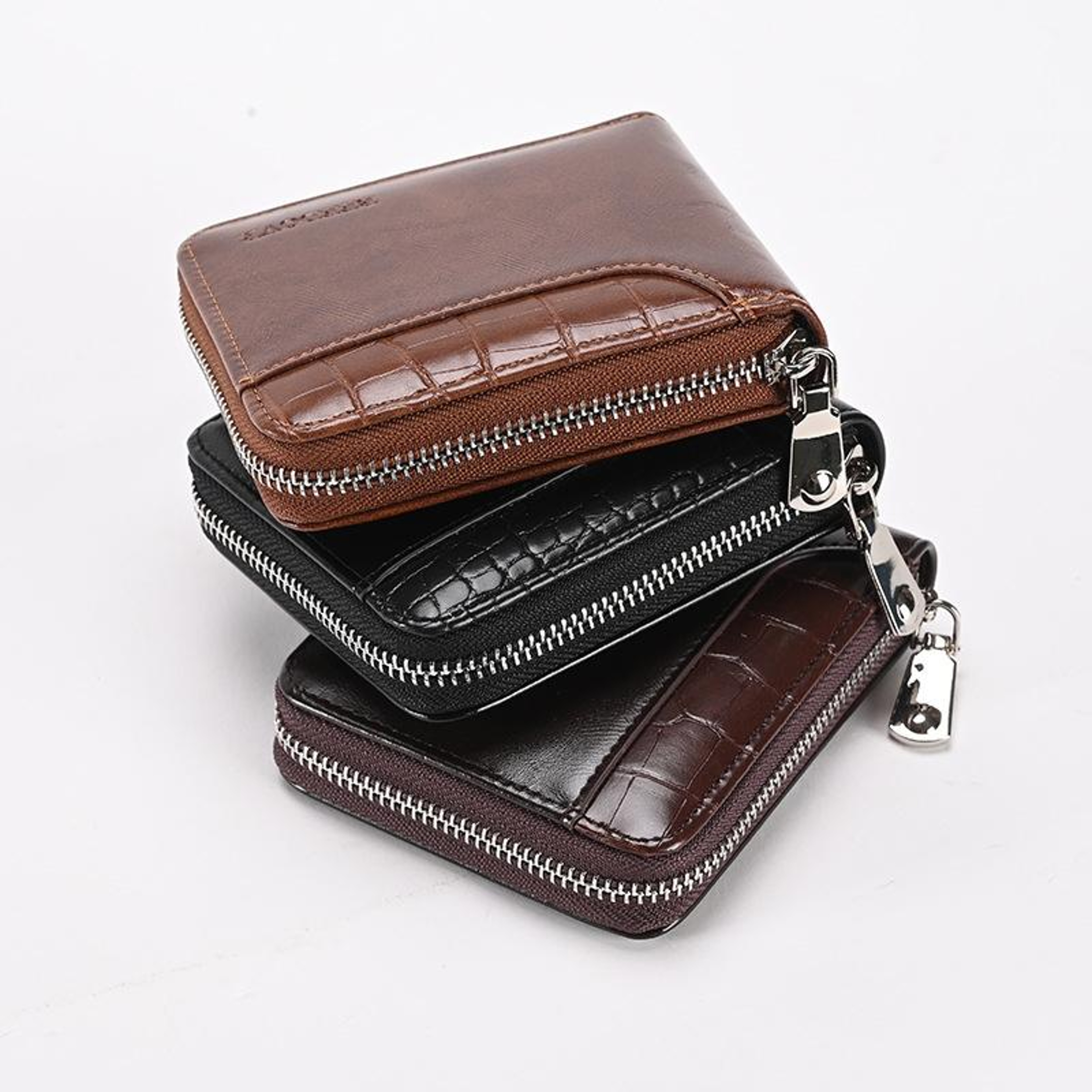 Mens RFID Blocking Wallet with Zipper Closure and Compact PU Design – view 9