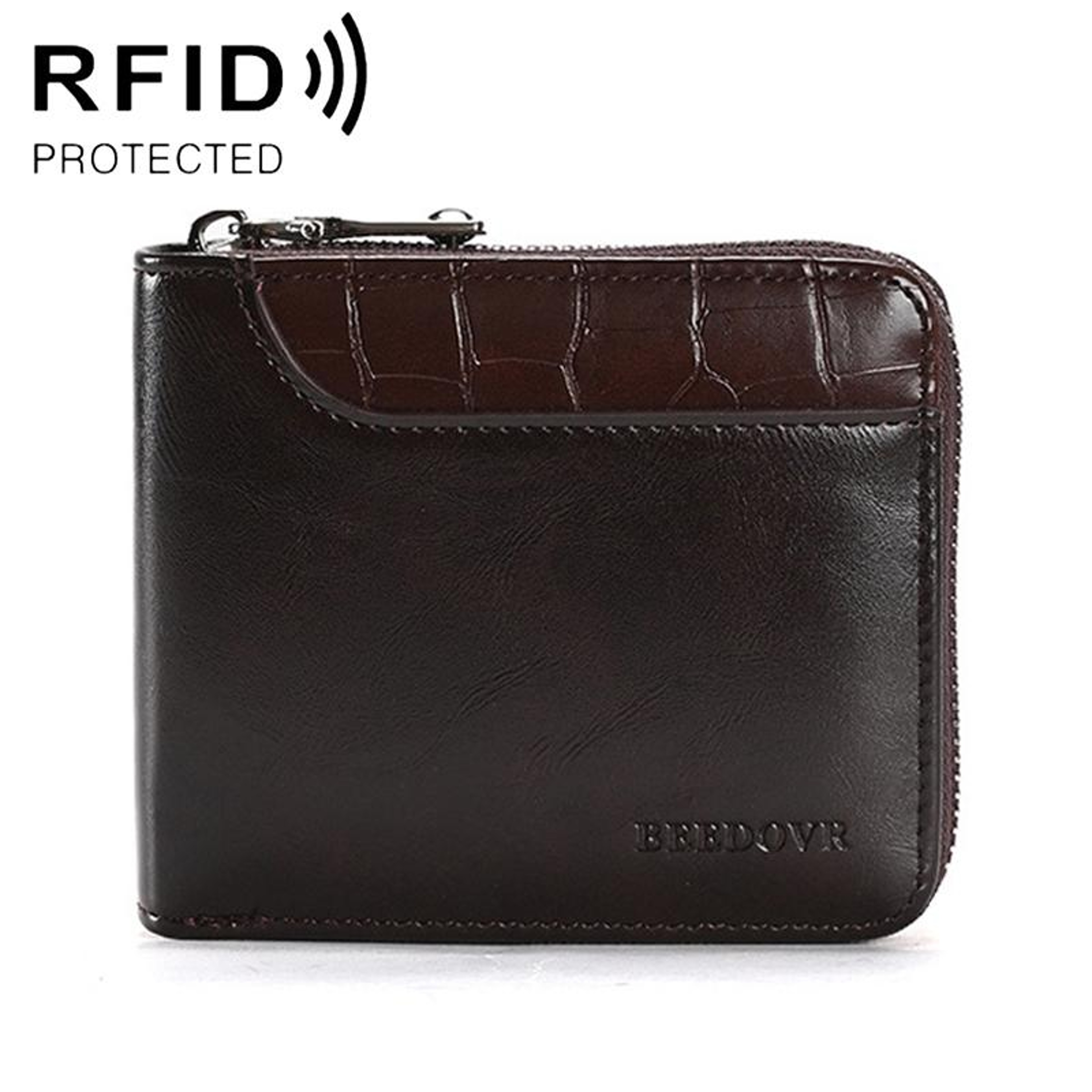 Mens RFID Blocking Wallet with Zipper Closure and Compact PU Design – view 11