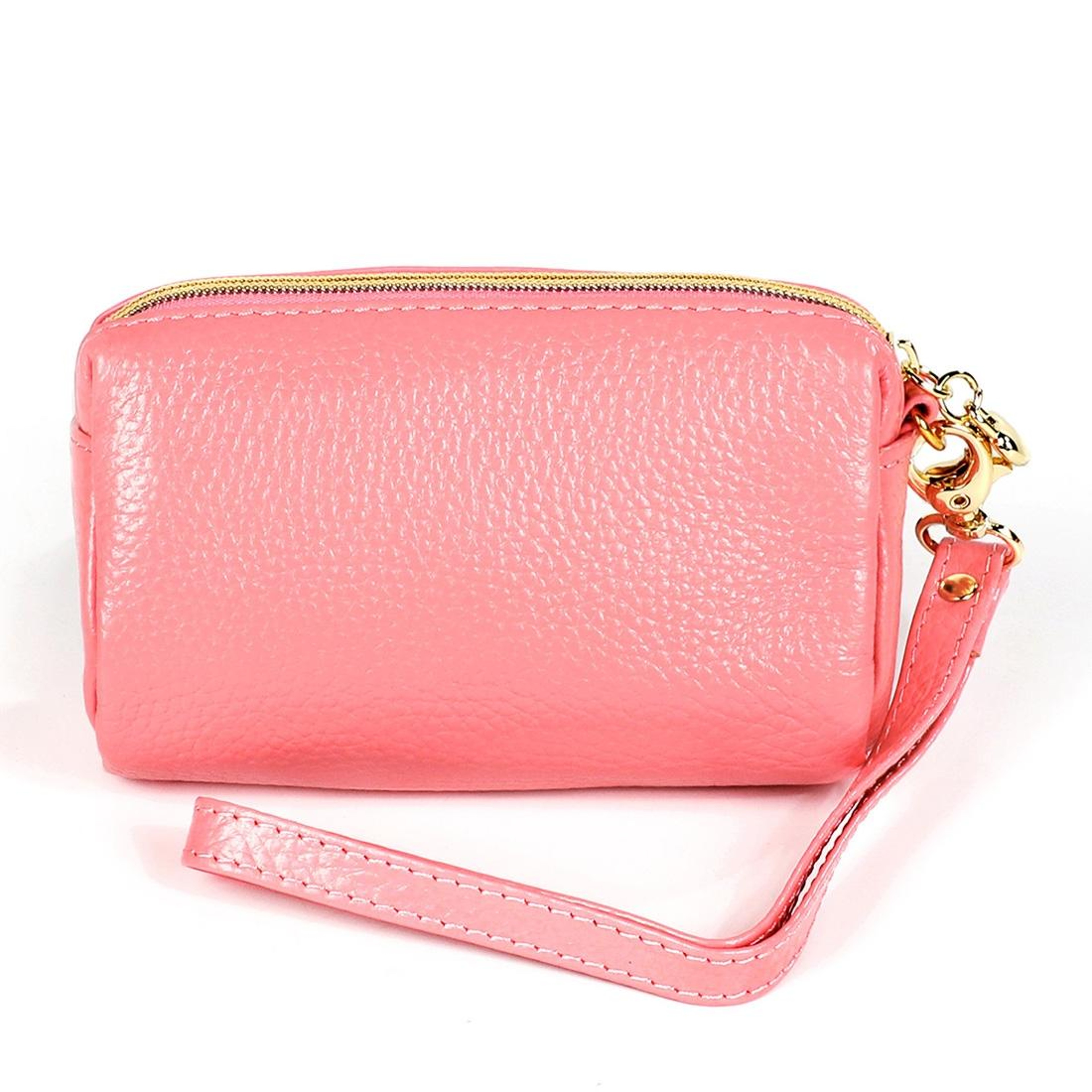 Womens Small Leather Zipper Wallet and Cosmetic Pouch with Lanyard – view 4