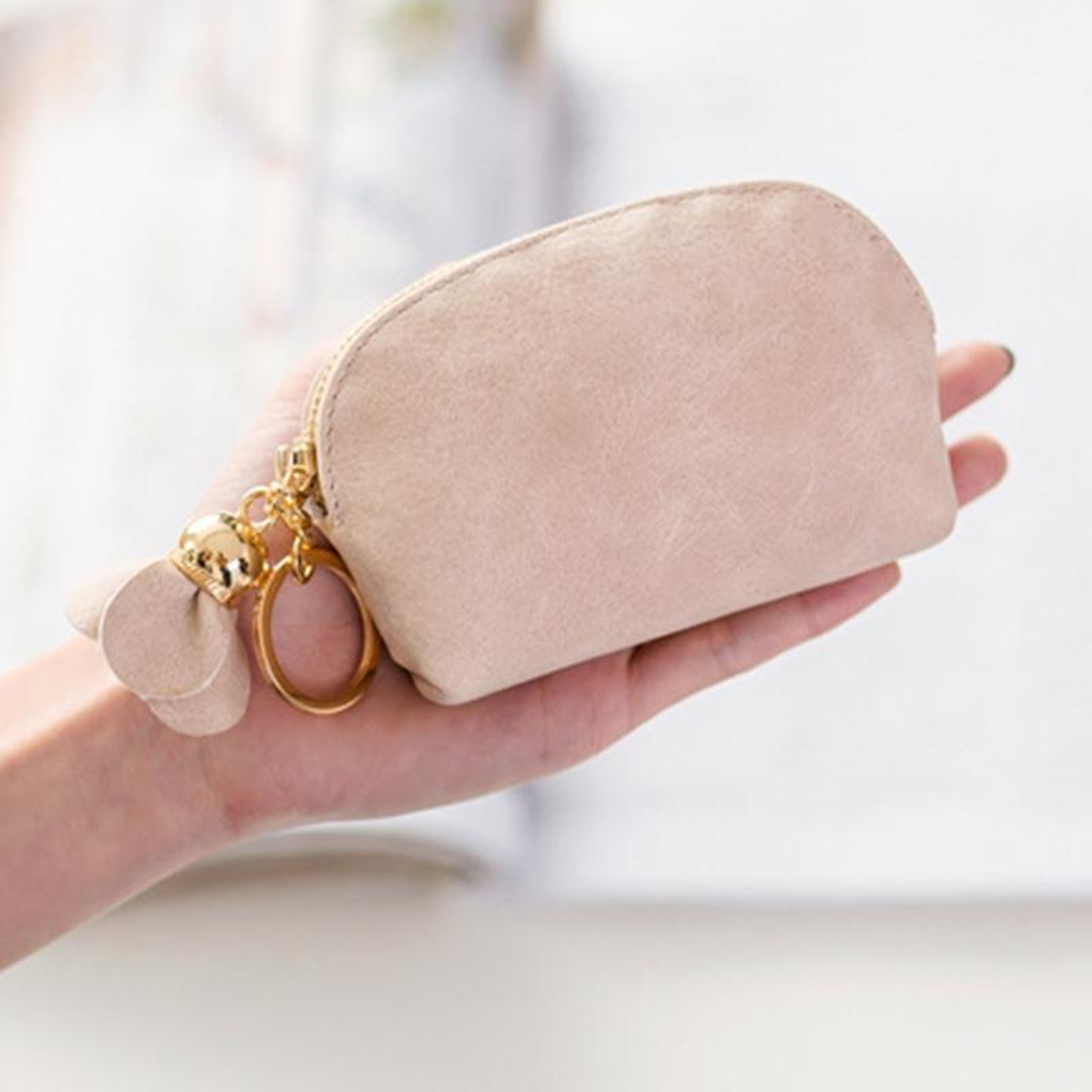 Mini Coin Purse with Zipper Closure and Flower Tassel Pendant – view 8