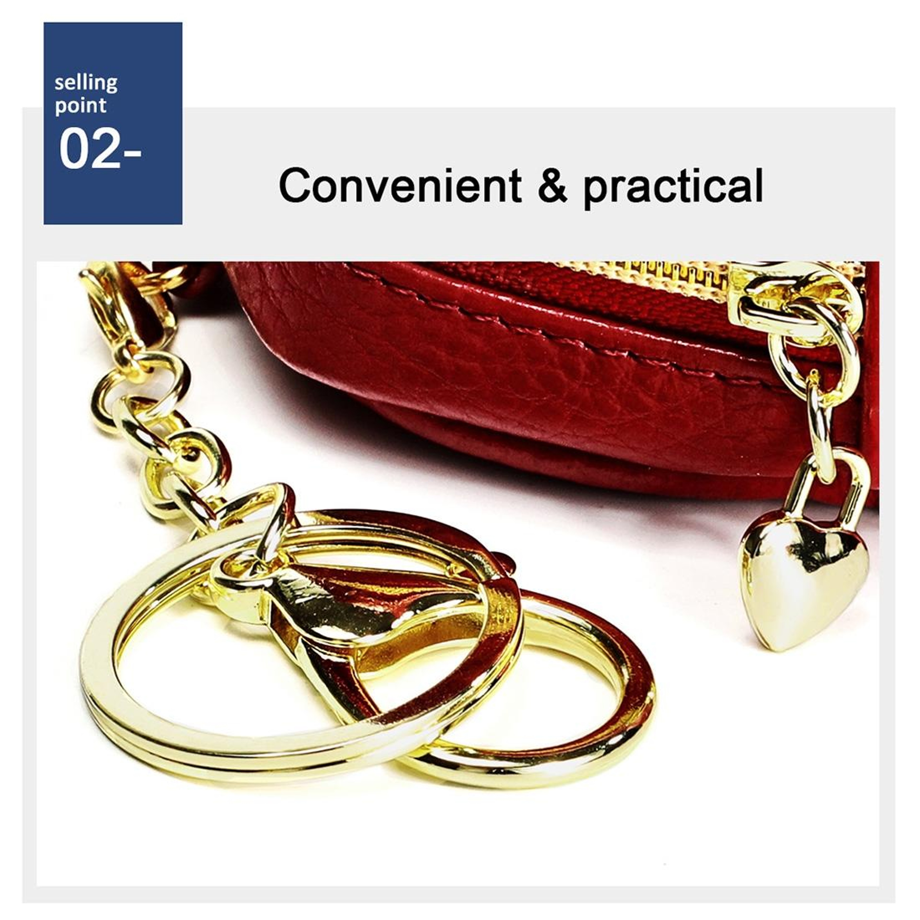 Womens Small Leather Cosmetic Bag with Zipper Portable Mini Purse – view 8