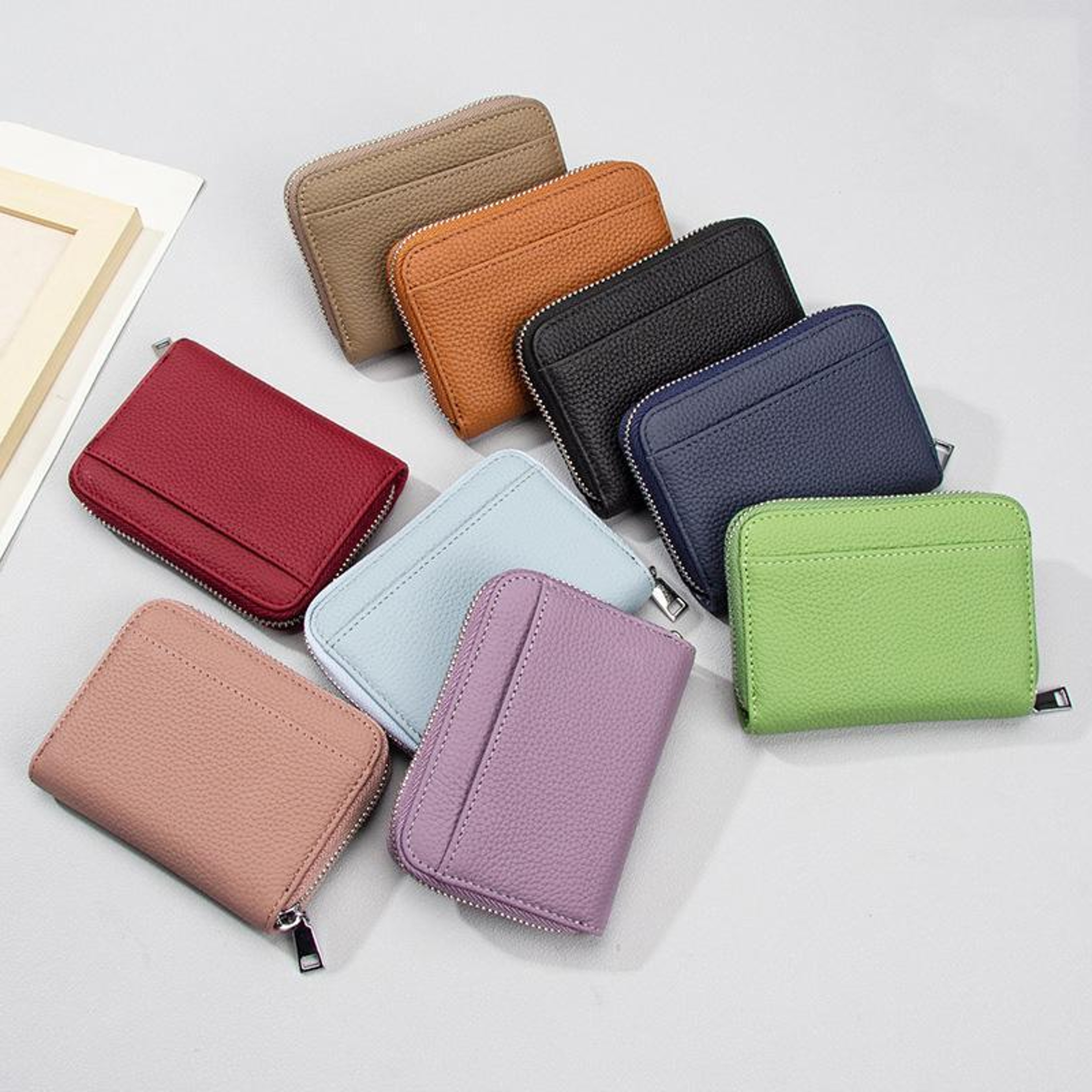 Womens RFID Blocking Leather Coin Purse with Zipper and Card Holder – view 2