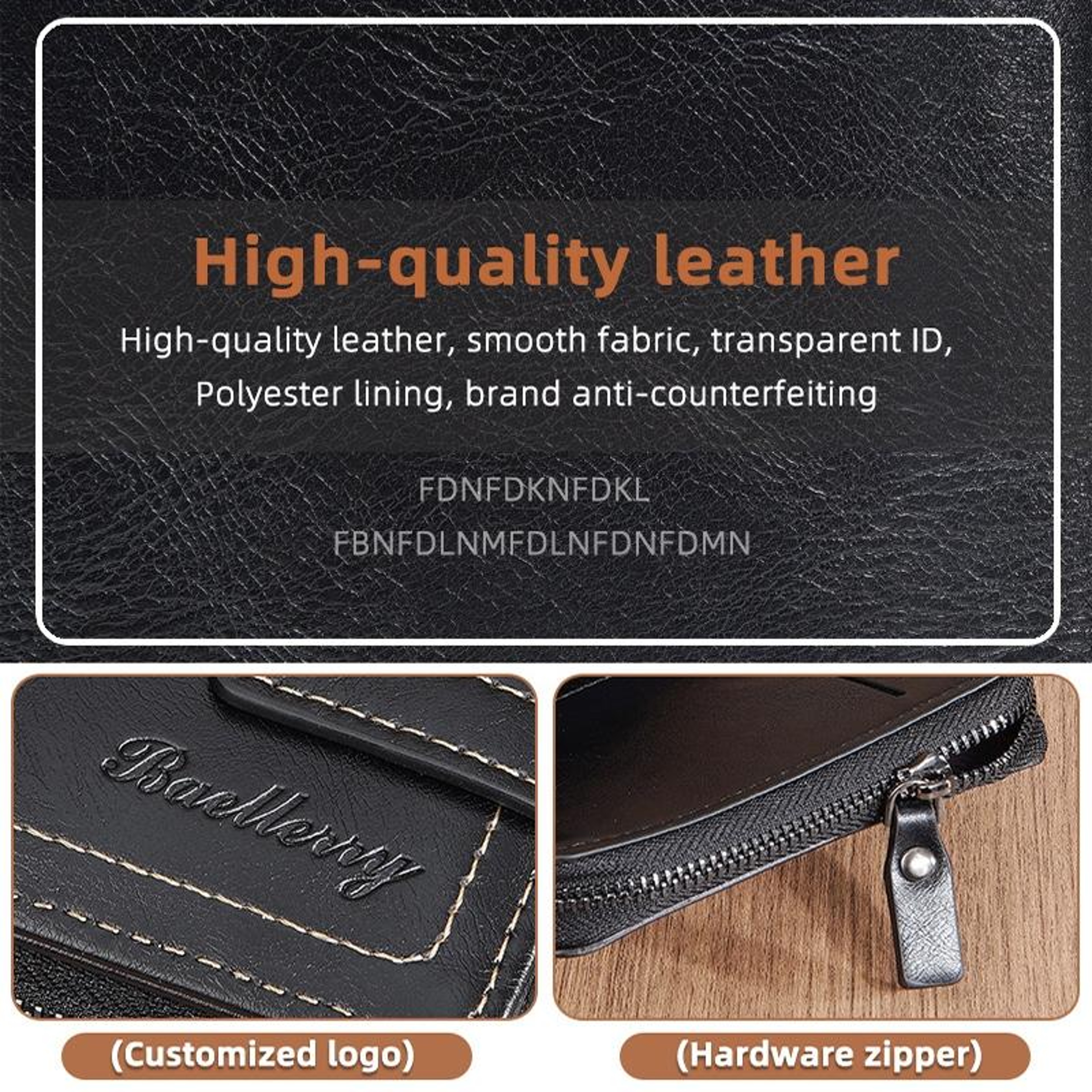 RFID Anti Theft Trifold Wallet with 12 Card Slots and Zipper Coin Purse – view 7