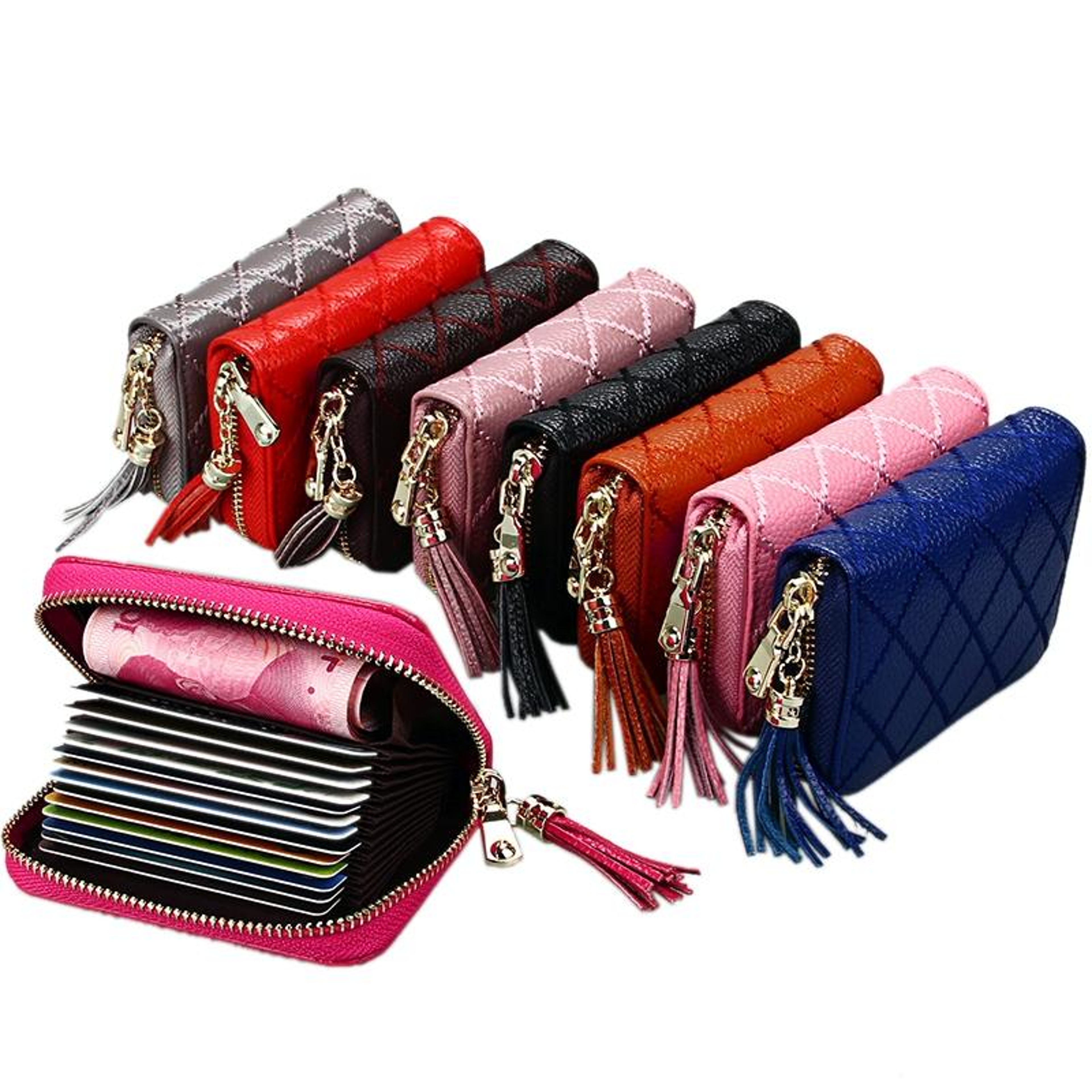 Womens Genuine Cowhide Leather RFID Blocking Card Holder Wallet with 15 Card Slots – view 19