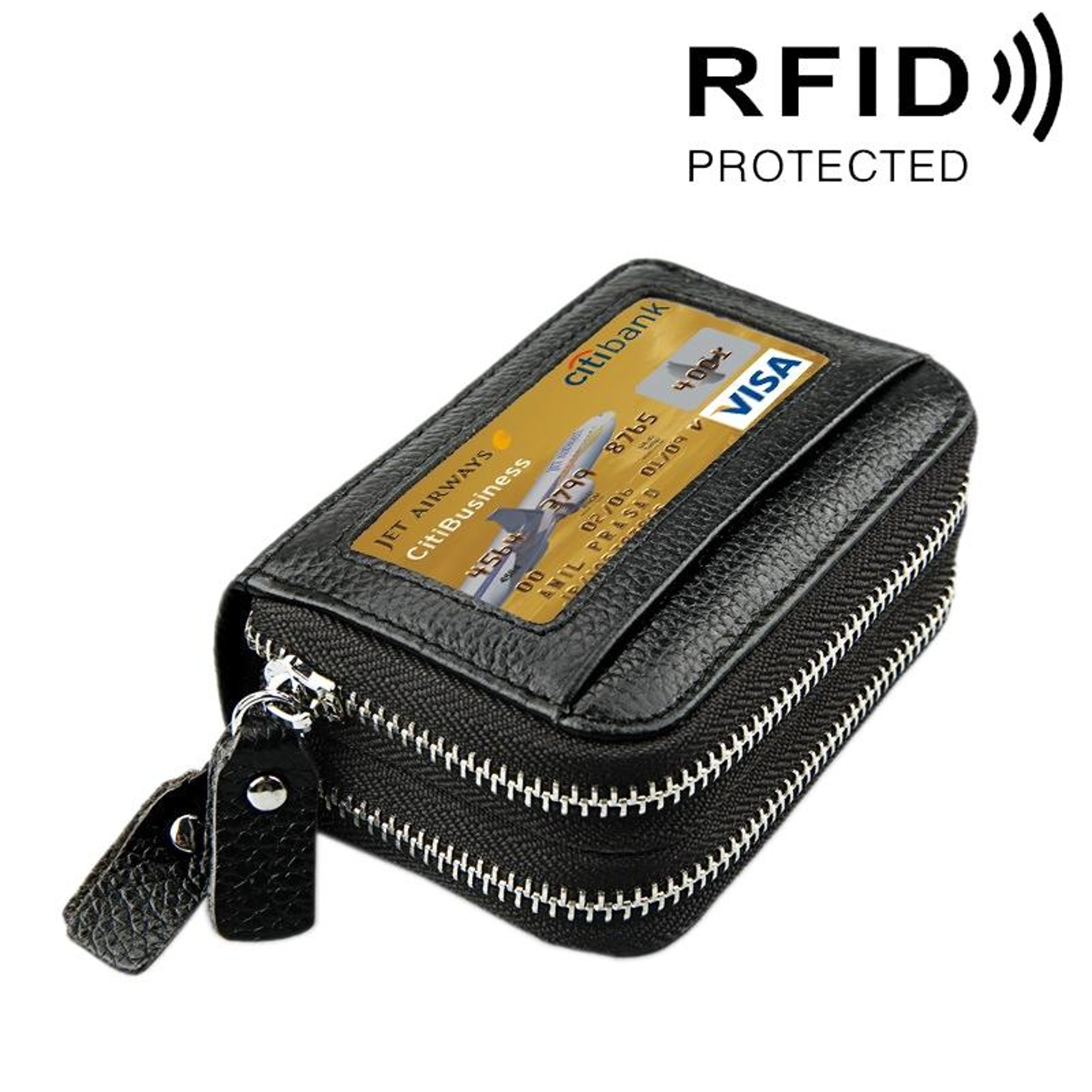 Genuine Cowhide Leather RFID Blocking Wallet With 11 Card Slots And Coin Pocket 7