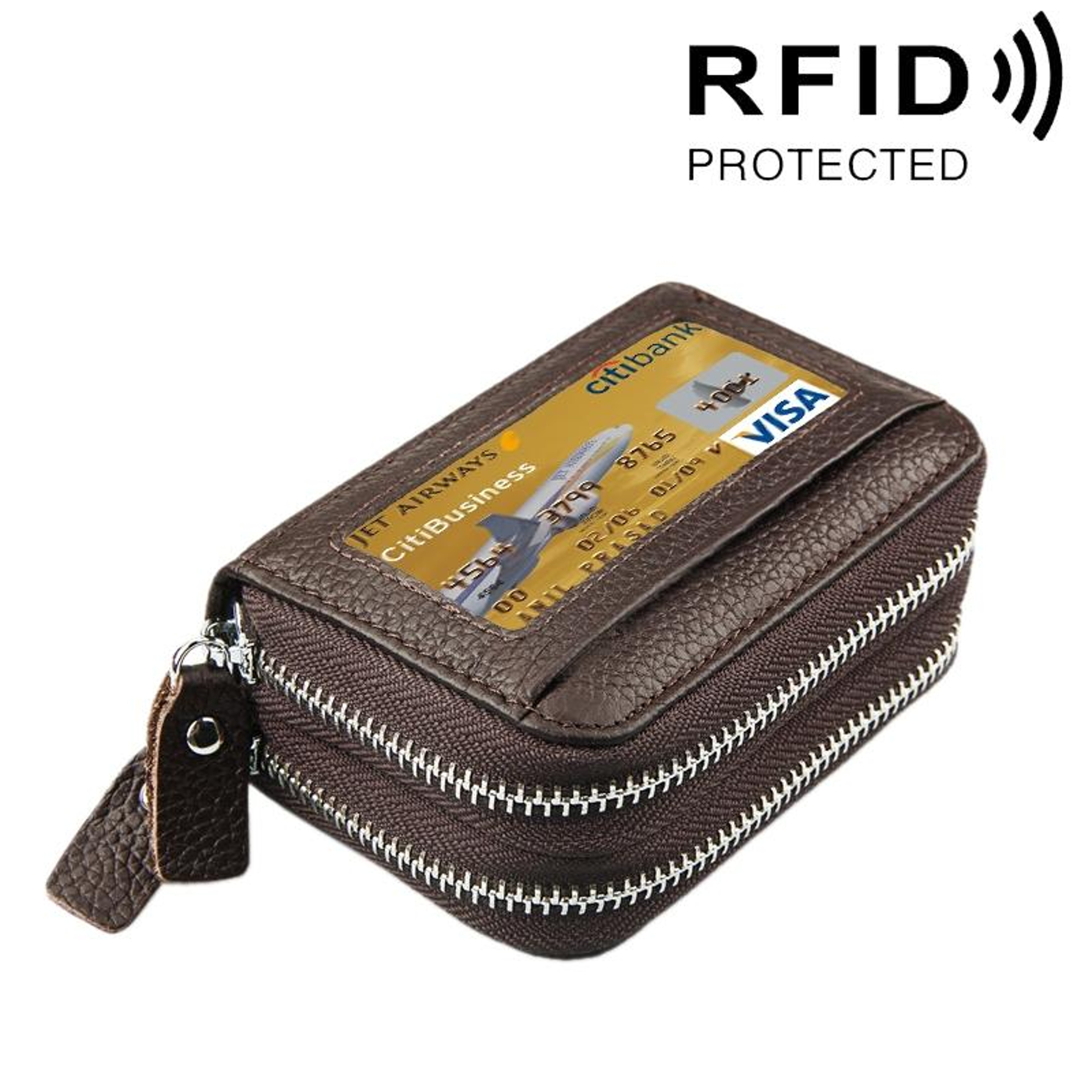 Genuine Cowhide Leather RFID Blocking Wallet With 11 Card Slots And Coin Pocket 11