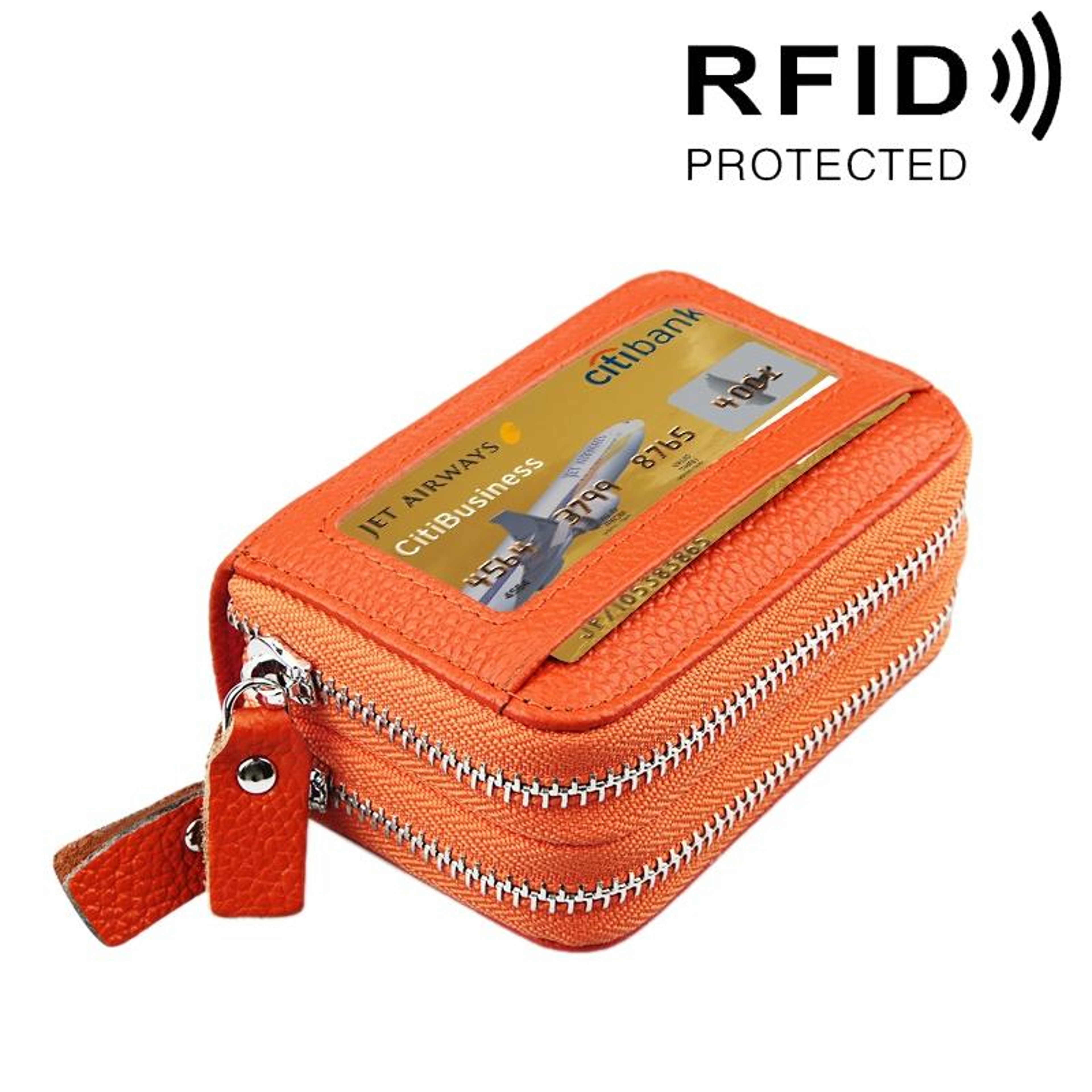 Genuine Cowhide Leather RFID Blocking Wallet With 11 Card Slots And Coin Pocket 12
