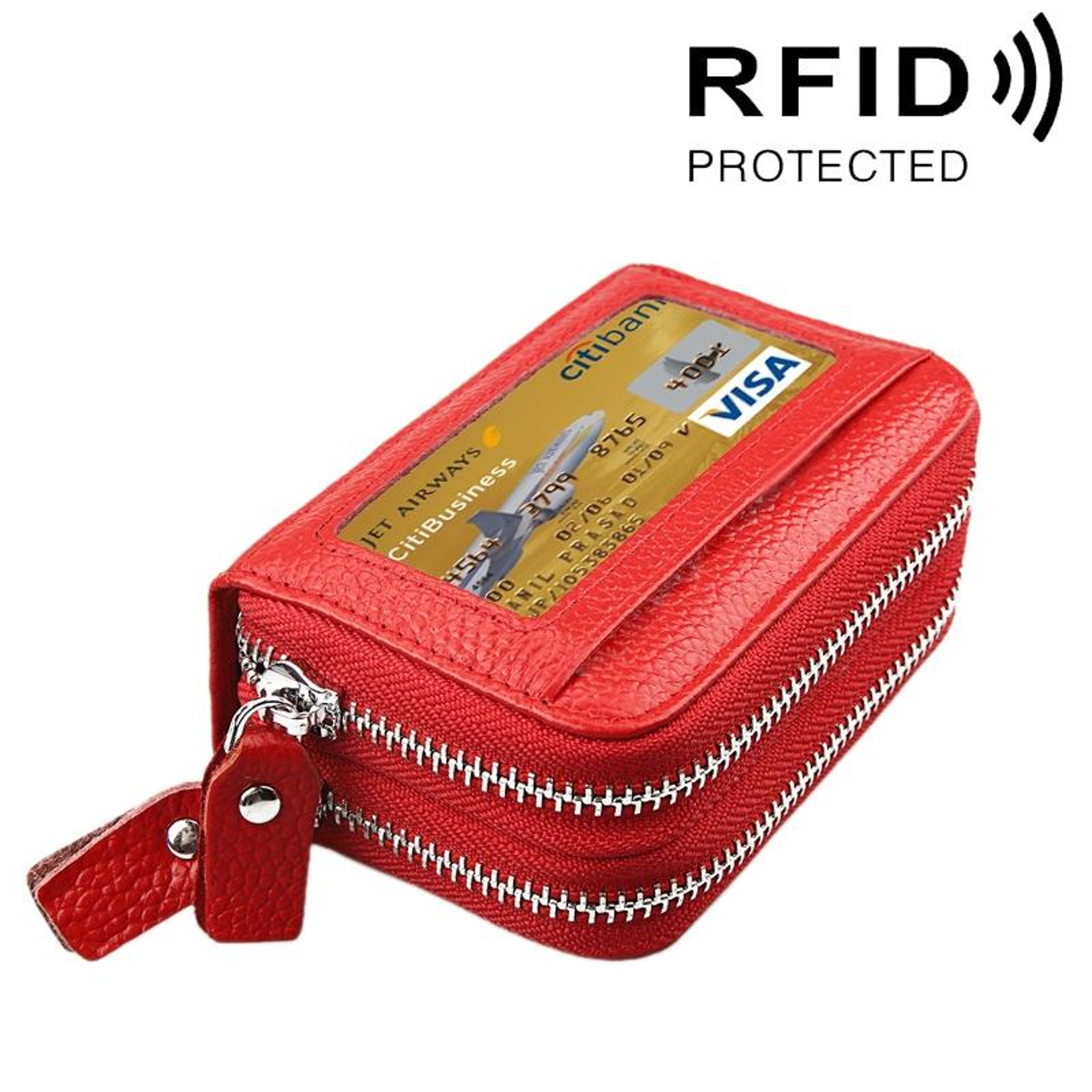 Genuine Cowhide Leather RFID Blocking Wallet With 11 Card Slots And Coin Pocket 16