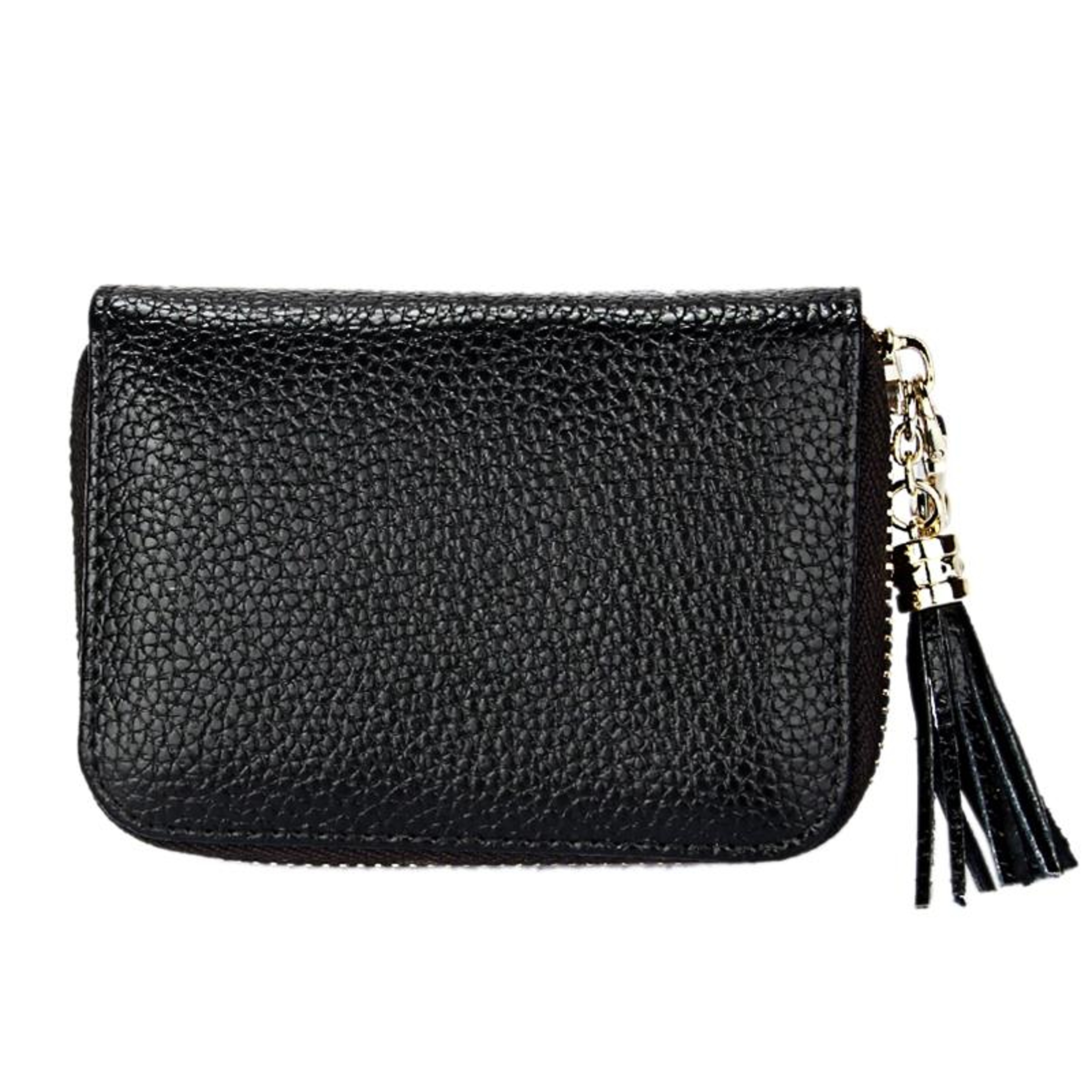 Womens Genuine Cowhide Leather RFID Blocking Card Holder Wallet With Zipper 0