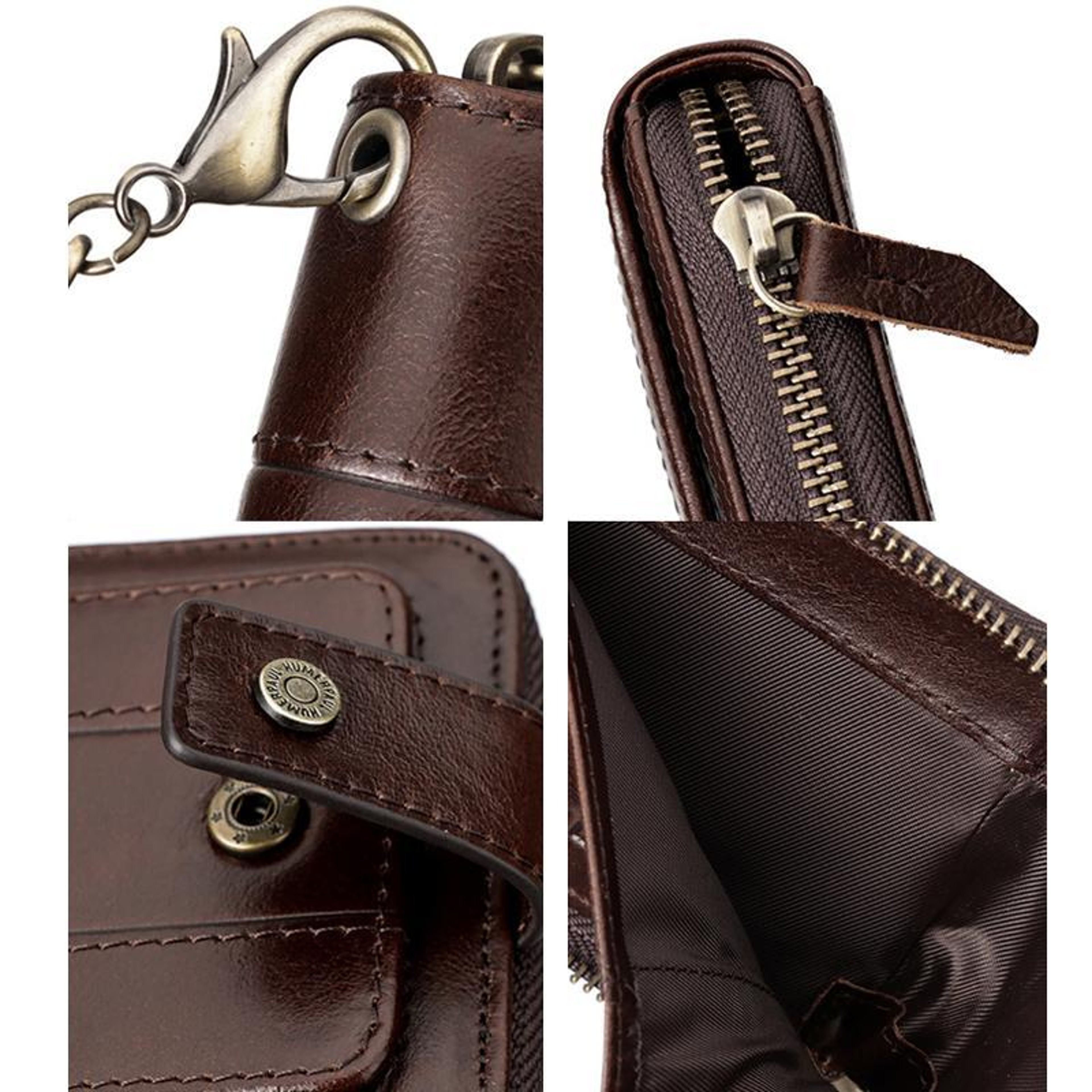 Mens Leather RFID Wallet with Zipper Closure and Multiple Card Slots – view 8