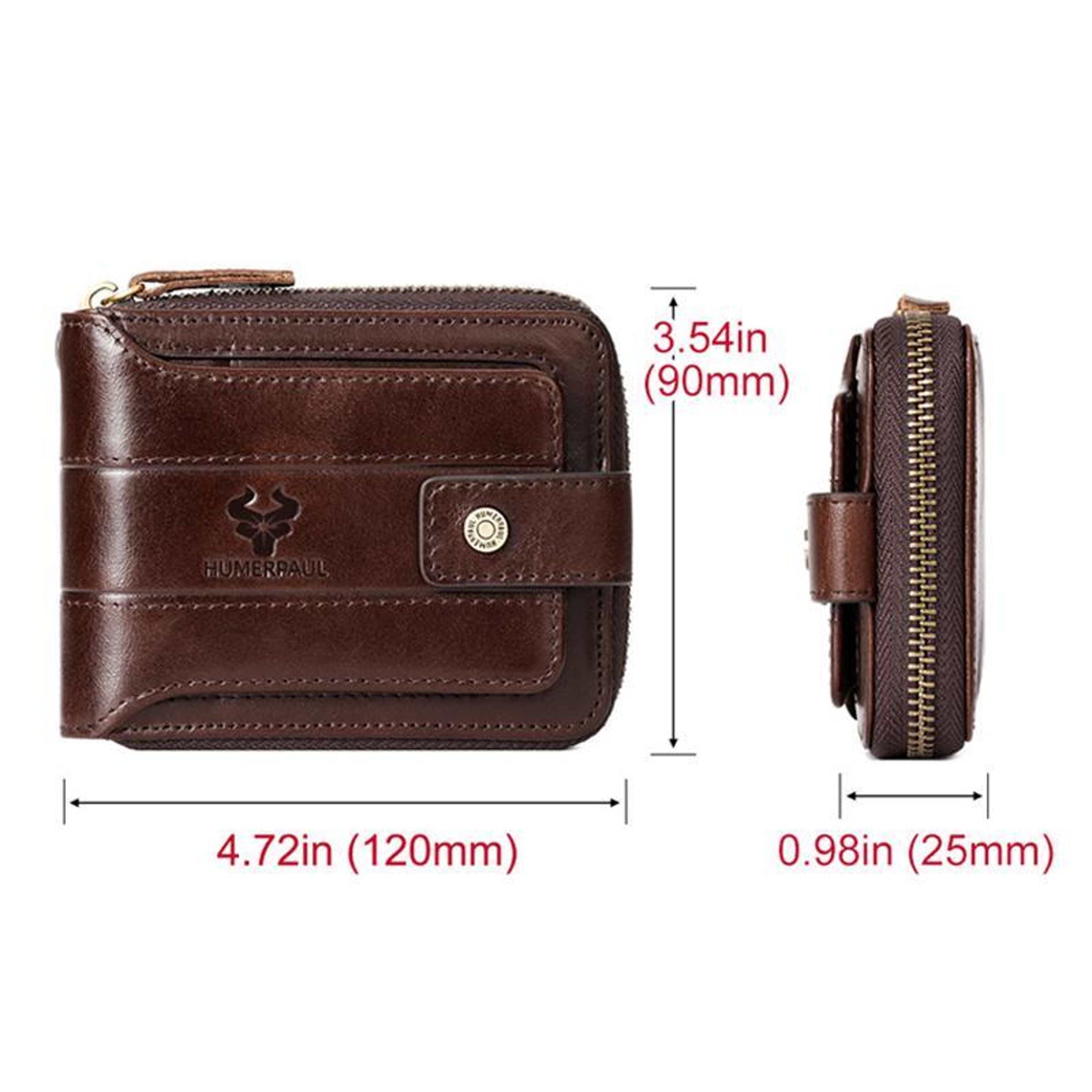 Mens Leather RFID Wallet with Zipper Closure and Multiple Card Slots – view 9
