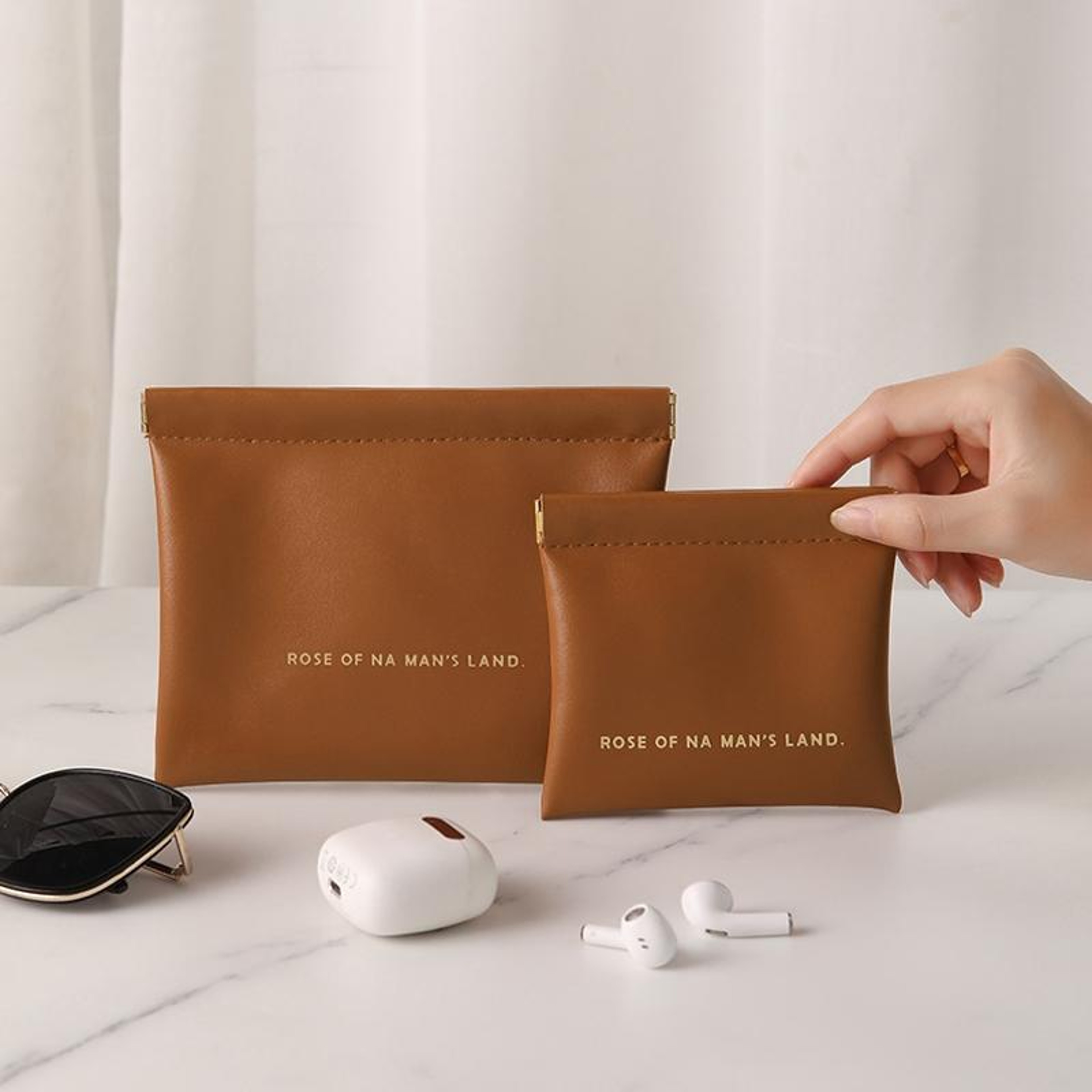 Portable PU Leather Storage Pouch with Self-Closing Steel Clip – view 8