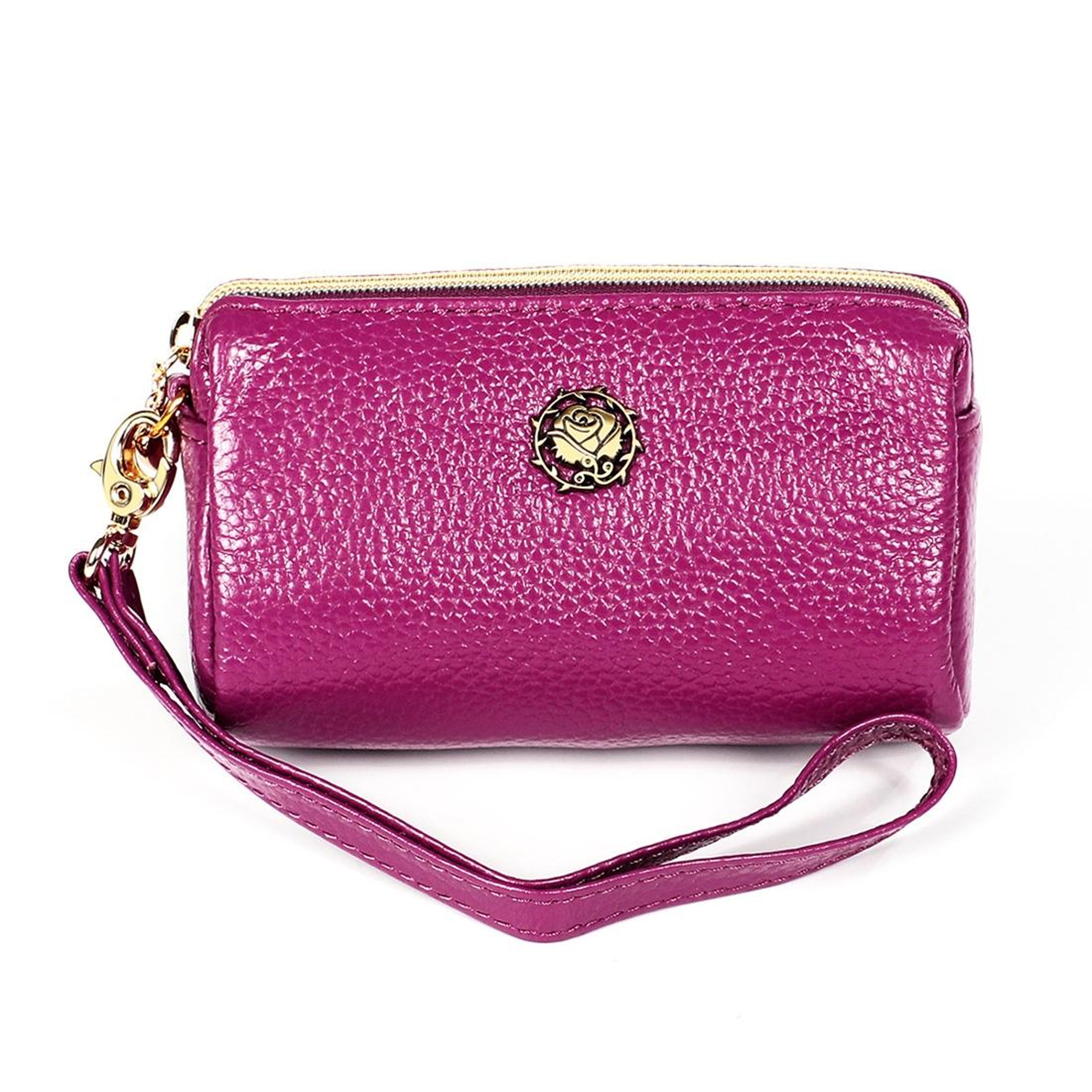 Womens Genuine Leather Zipper Wallet Purse with Lanyard and Cosmetic Pouch – view 12